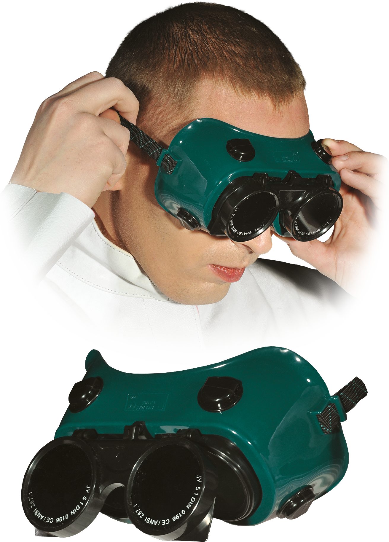 Arbeitsschutzbrille GOG-CIRCLE Schutzbrille für Schweißer, grün-schwarz, Einheitsgröße