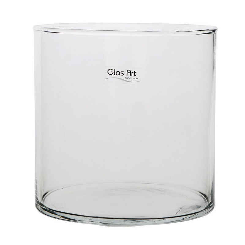 GlasArt Deko-Glas Glasvase Dekovase Klarglas, Zylinder gerade, 15cm/20cm hoch Auswahl Handwerk (Kein Set, 1 St., 1tlg), Transparentes Glas