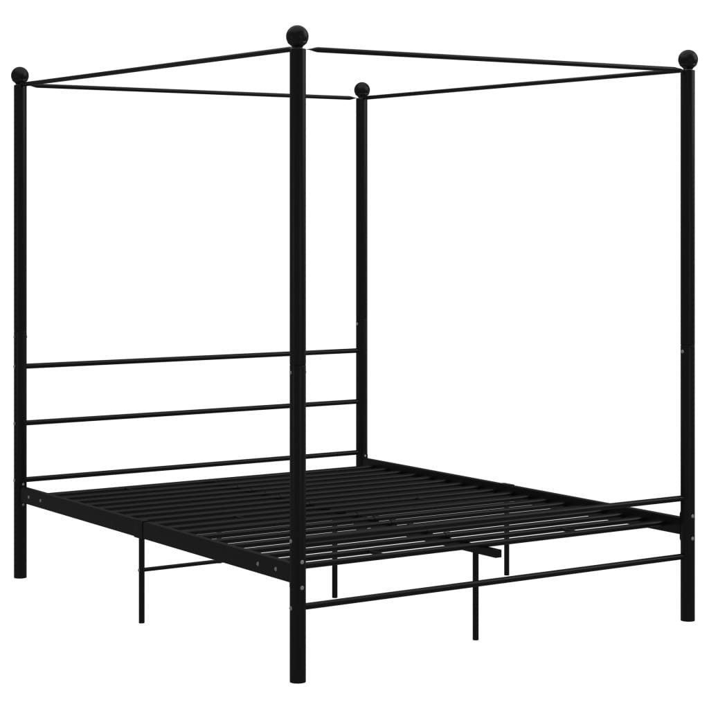 vidaXL Himmelbett, Baldachin Bett Schwarz Metall 160x200 cm