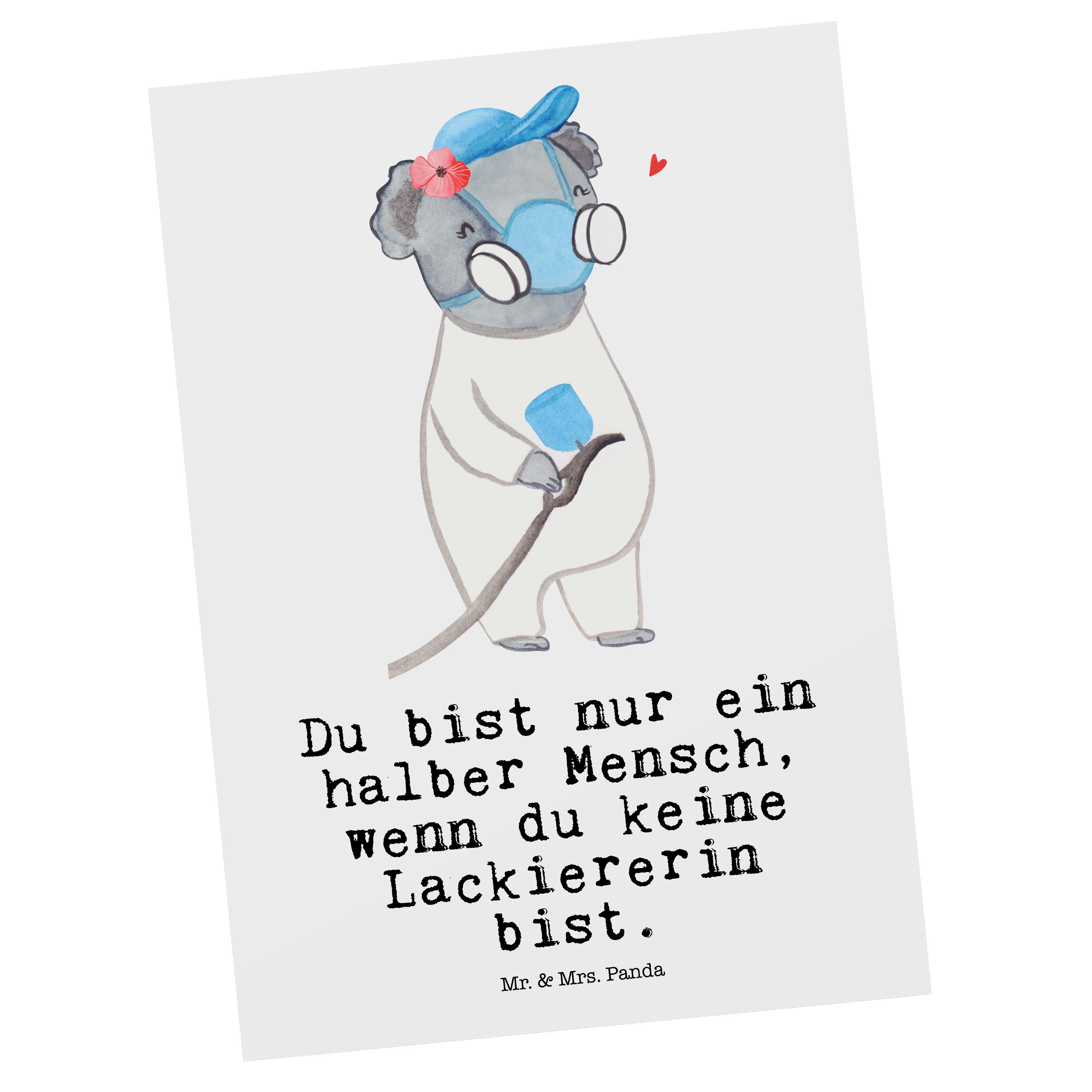 Mr. & Mrs. Panda Postkarte Lackiererin mit Herz - Weiß - Geschenk, Kollegin, Gesellenprüfung, Au