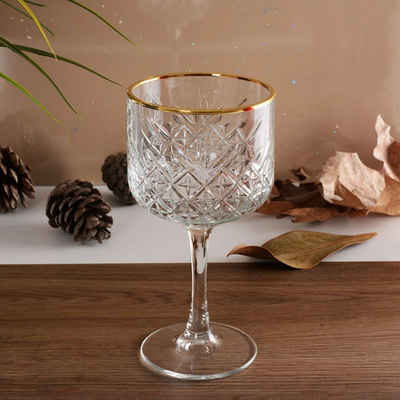 Pasabahce Weinglas Timeless Golden Touch Weinglas 330 ml / 490 ml, Glas, 4 Stück