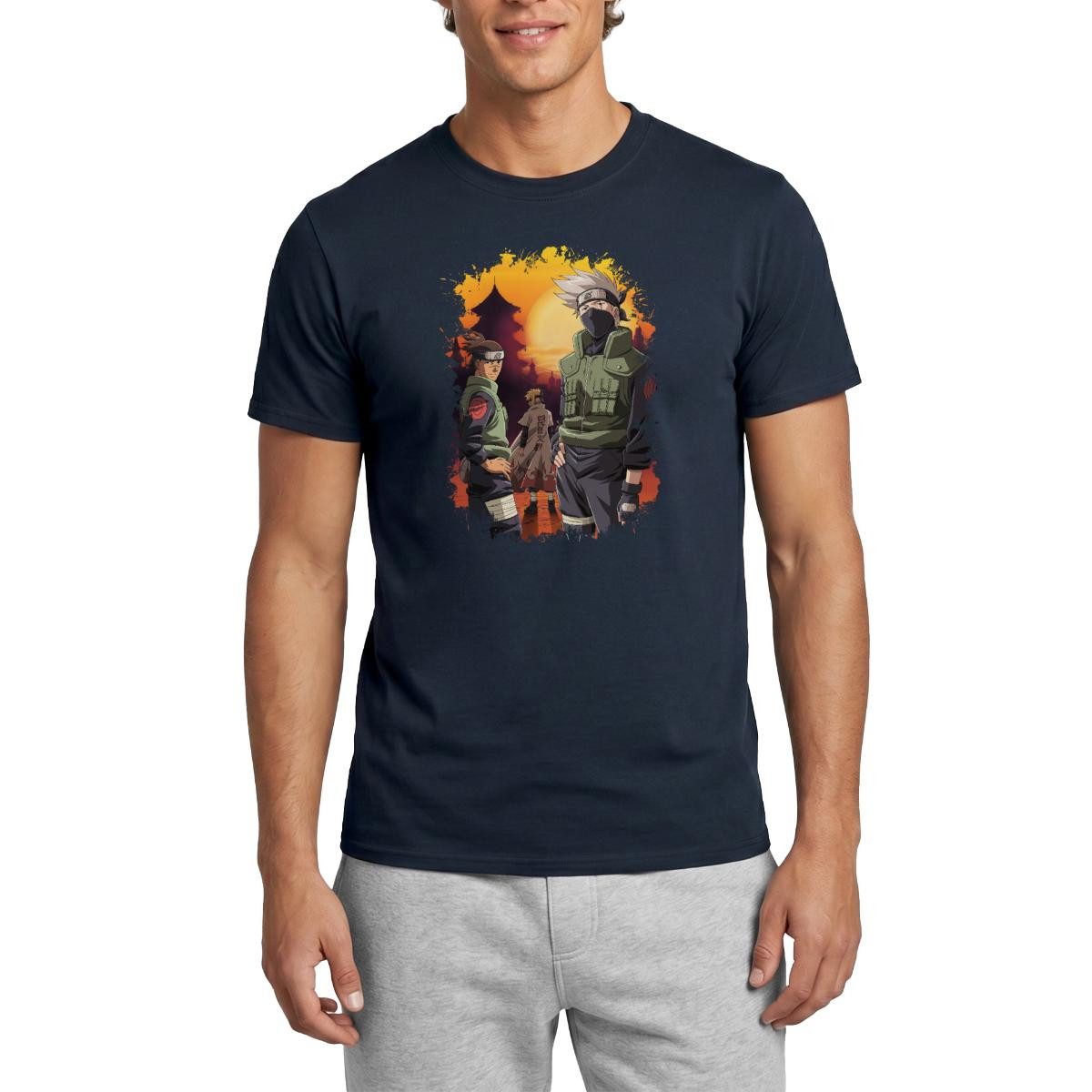 T-Shirt Naruto Cooles Design Mit Kakashi, Iruka Und Naruto Männer T-Shirt