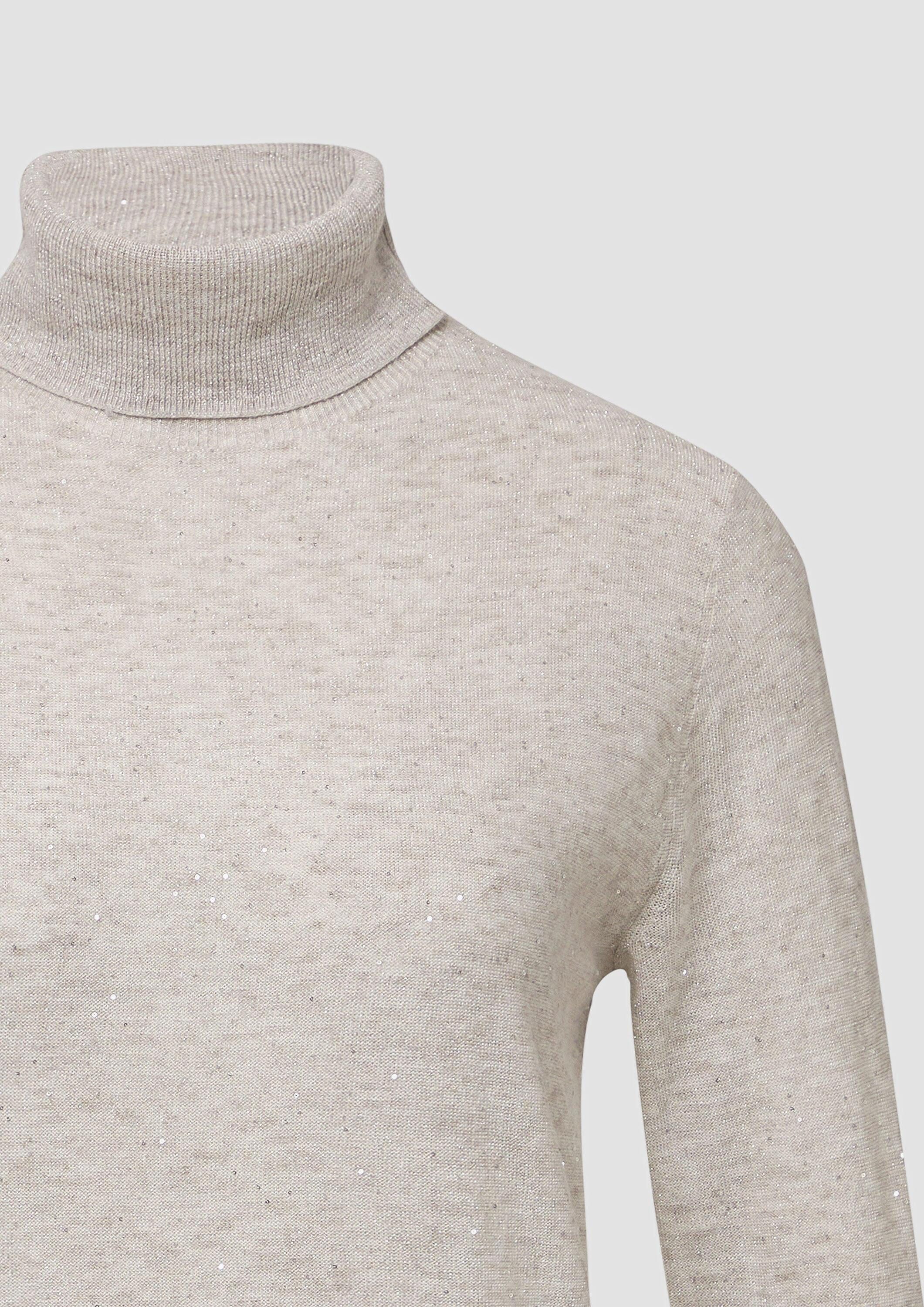 s.Oliver Longpullover Strickpullover Rollkragenpullover mit feinen Pailletten