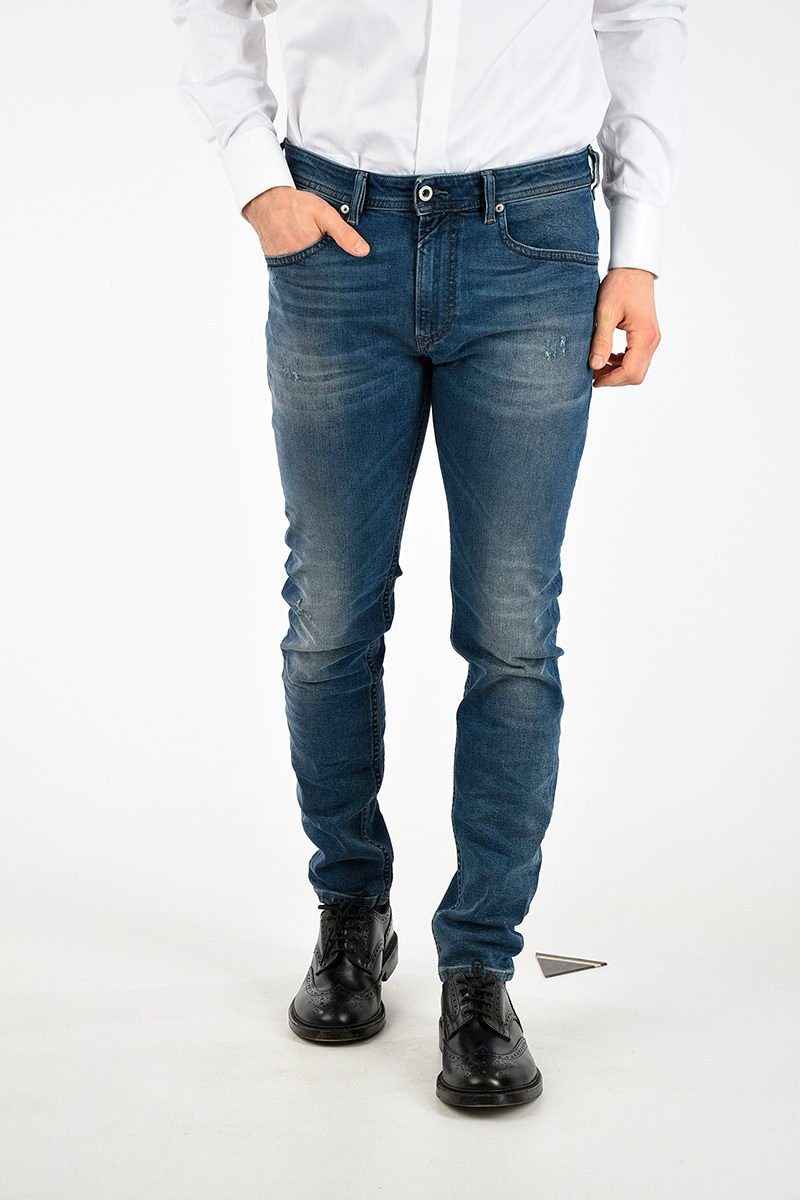 Diesel Slim-fit-Jeans »Herren Thommer 084NV« Blau, Röhrenjeans, Stretch,  5-Pocket-Style, Used-Look, Länge: L32