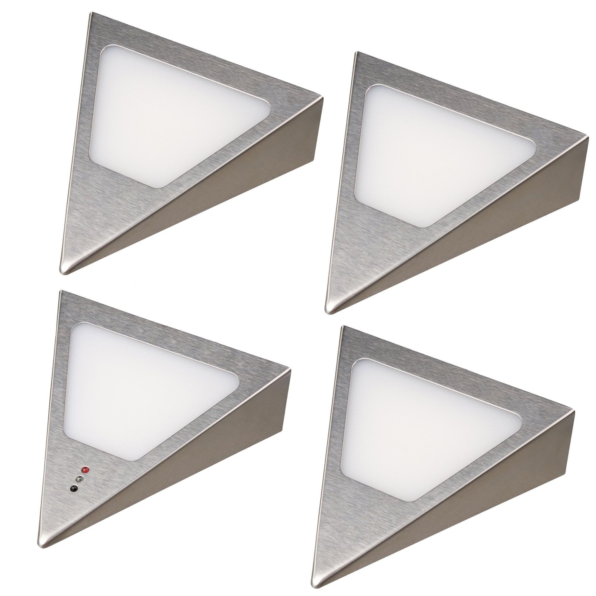 kalb LED Unterbauleuchte Dreieck LED Unterbauleuchten mit Sensor, Warmweiß, dimmbar, Edelstahl, 4er Set warmweiß, warmweiß