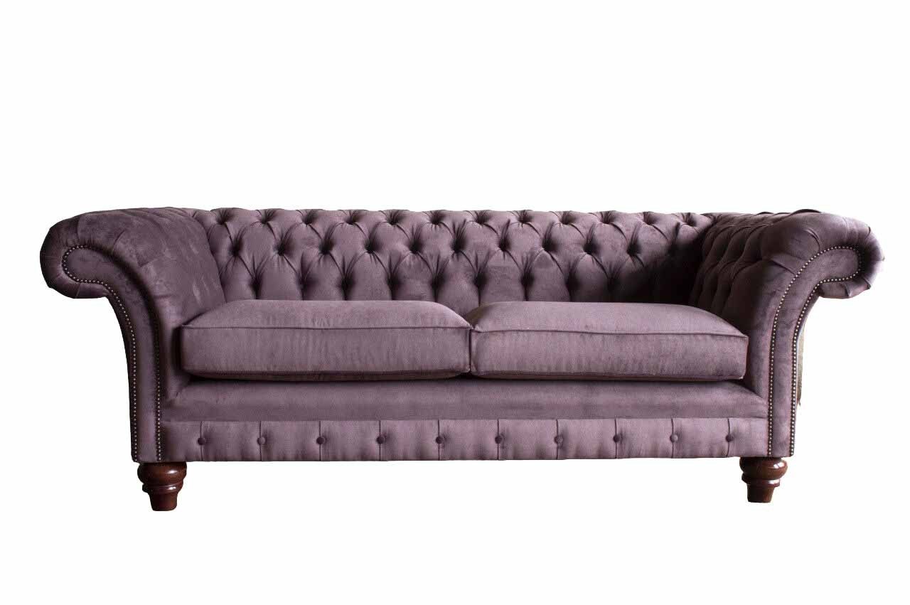 Xlmoebel Chesterfield-Sofa Lila 3-Sitzer Sofa aus Stoff für das Wohnzimmer, 1 Teile, Made in Europa