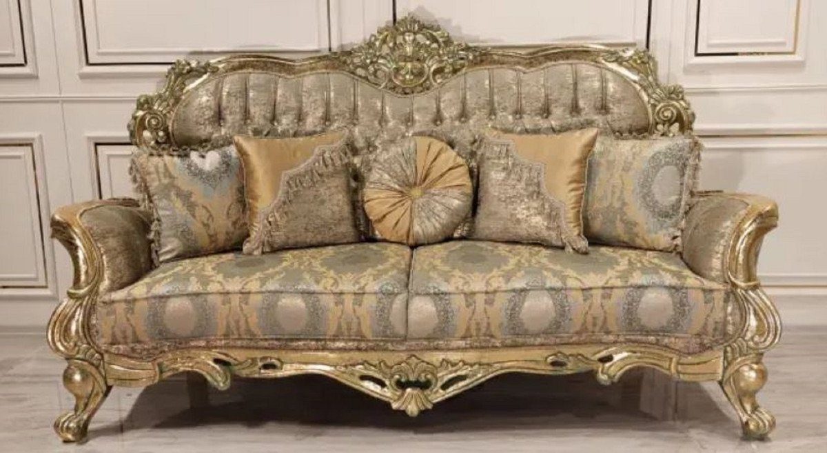 Sofa Muster - Wohnzimmer Grün Wohnzimmer Sofa Möbel Gold Prunkvolles / Gold Barock Luxus Barock / Casa Padrino - elegantem mit Sofa
