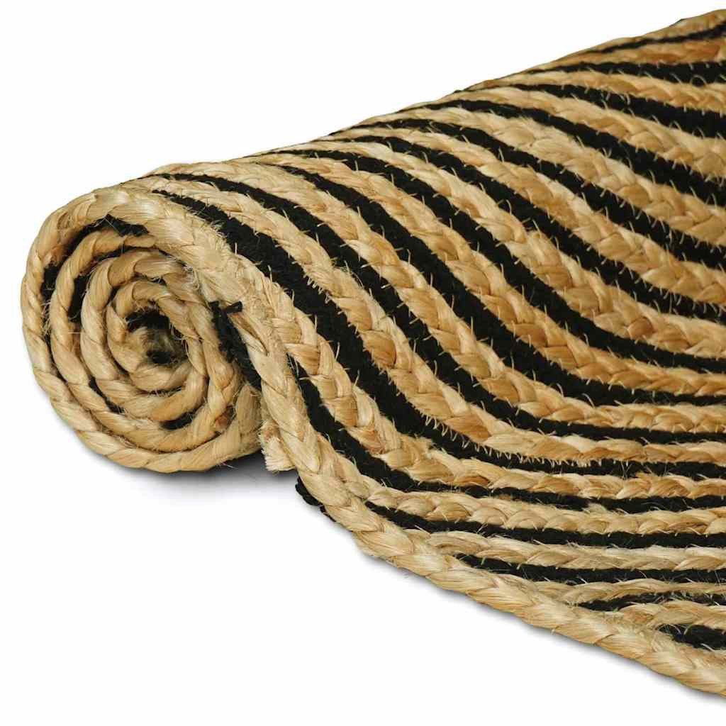 vidaXL Teppich Bereichsteppich Schwarz 160 x 160 cm Jute
