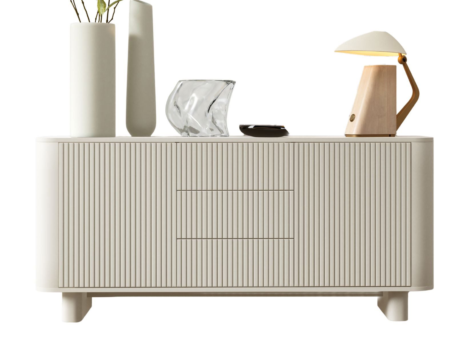 Compleo Kommode mit 3 Schubladen AKARI, Japandi Design, Nussbaum oder Kaschmir