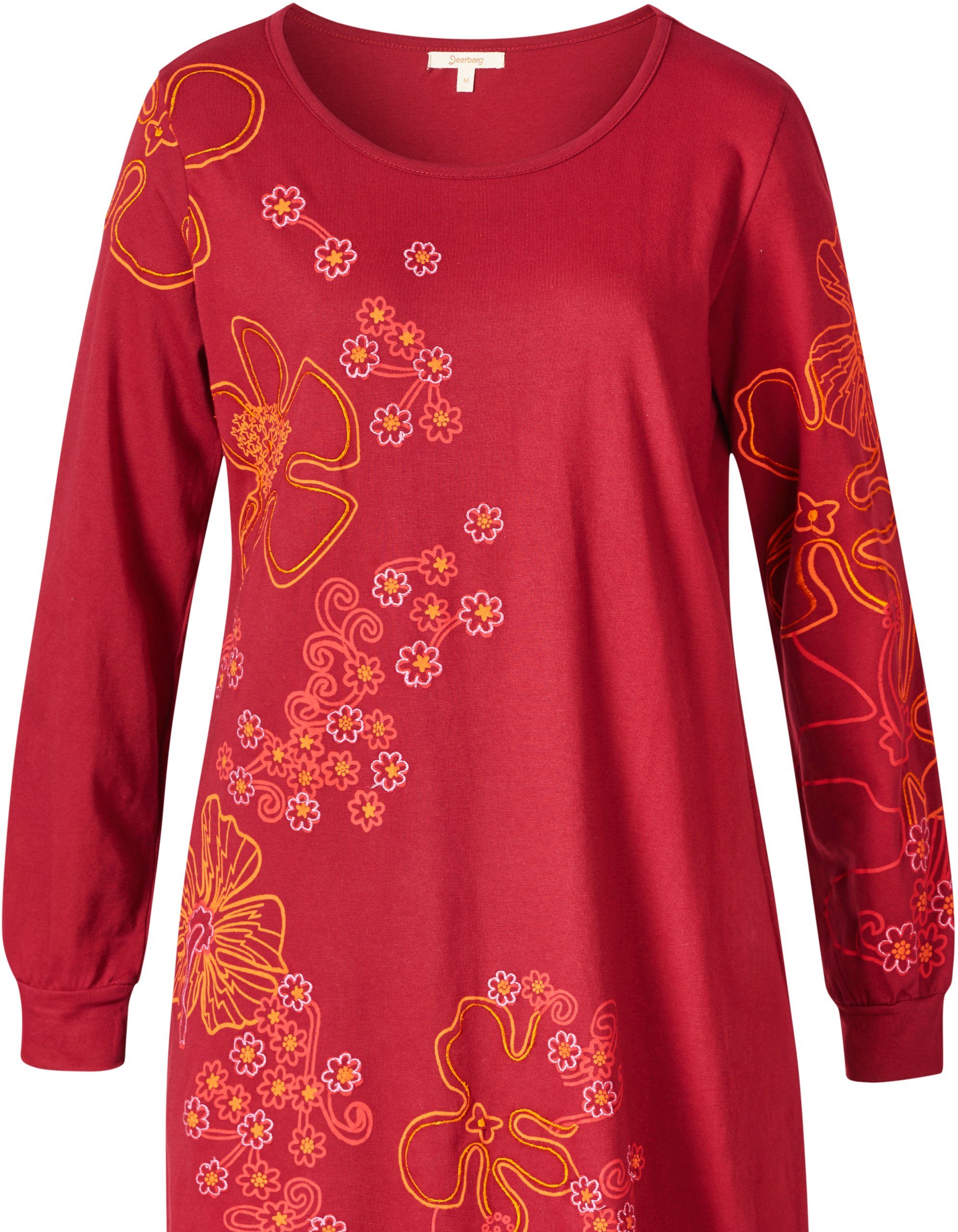 Sweatkleid Blumendruck, Blumenapplikationen Kleid geblümt Placement-Print, mit Deerberg Langärmeliges