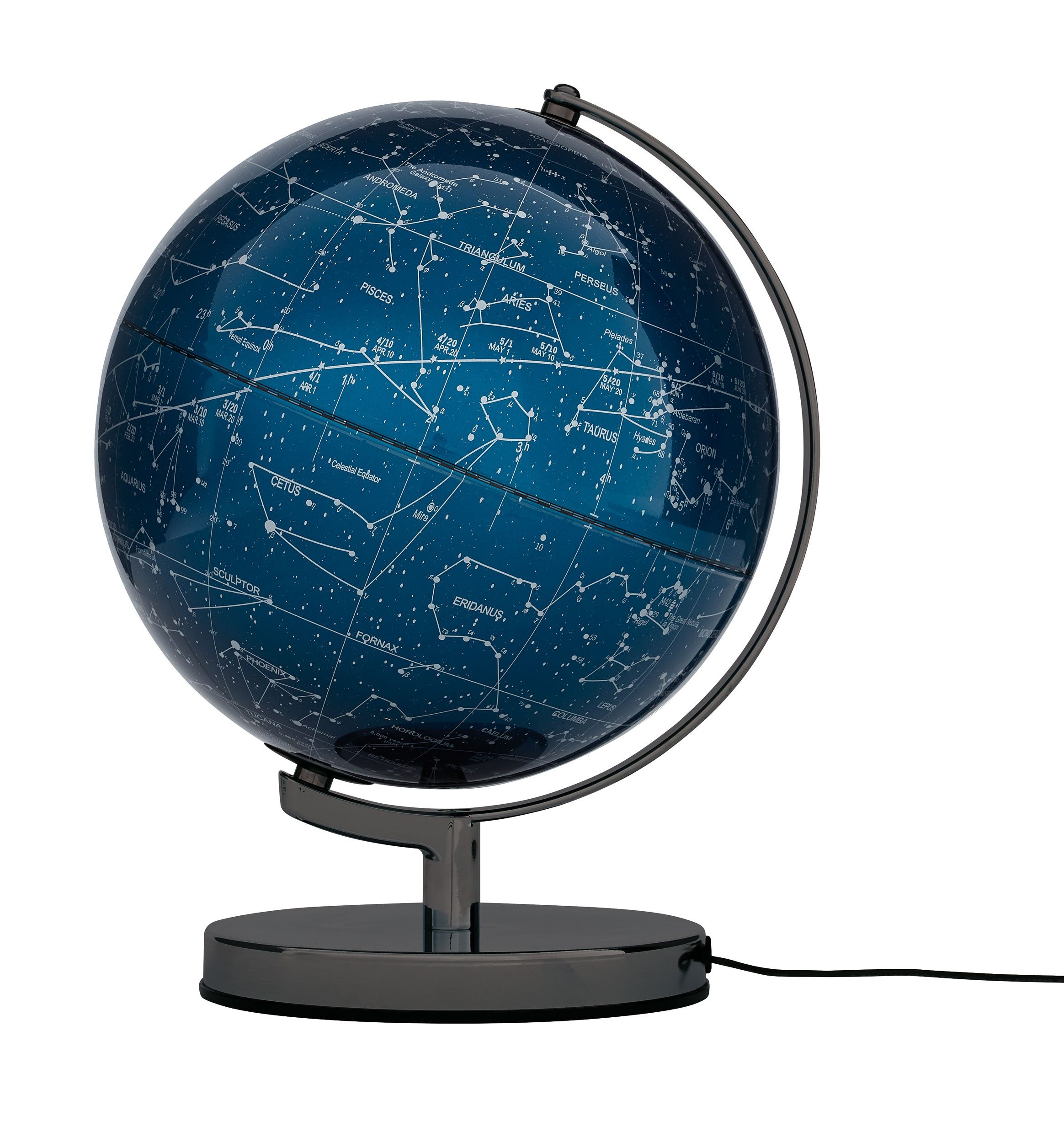 TROIKA Globus TERRA LIGHT, Warmweiß LED Tischglobus, drehbarer Achse & Metallfuß, (25 cm Durchmesser), 25 x 25 x 30 cm, englische Beschriftung, verschiedene Farben