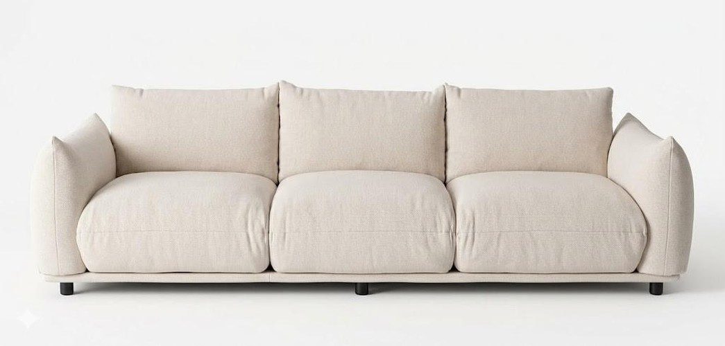 Xlmoebel 3-Sitzer 3-Sitzer Sofa Weiß Velours Modern komfortabel Wohnzimmer, 1 Teile