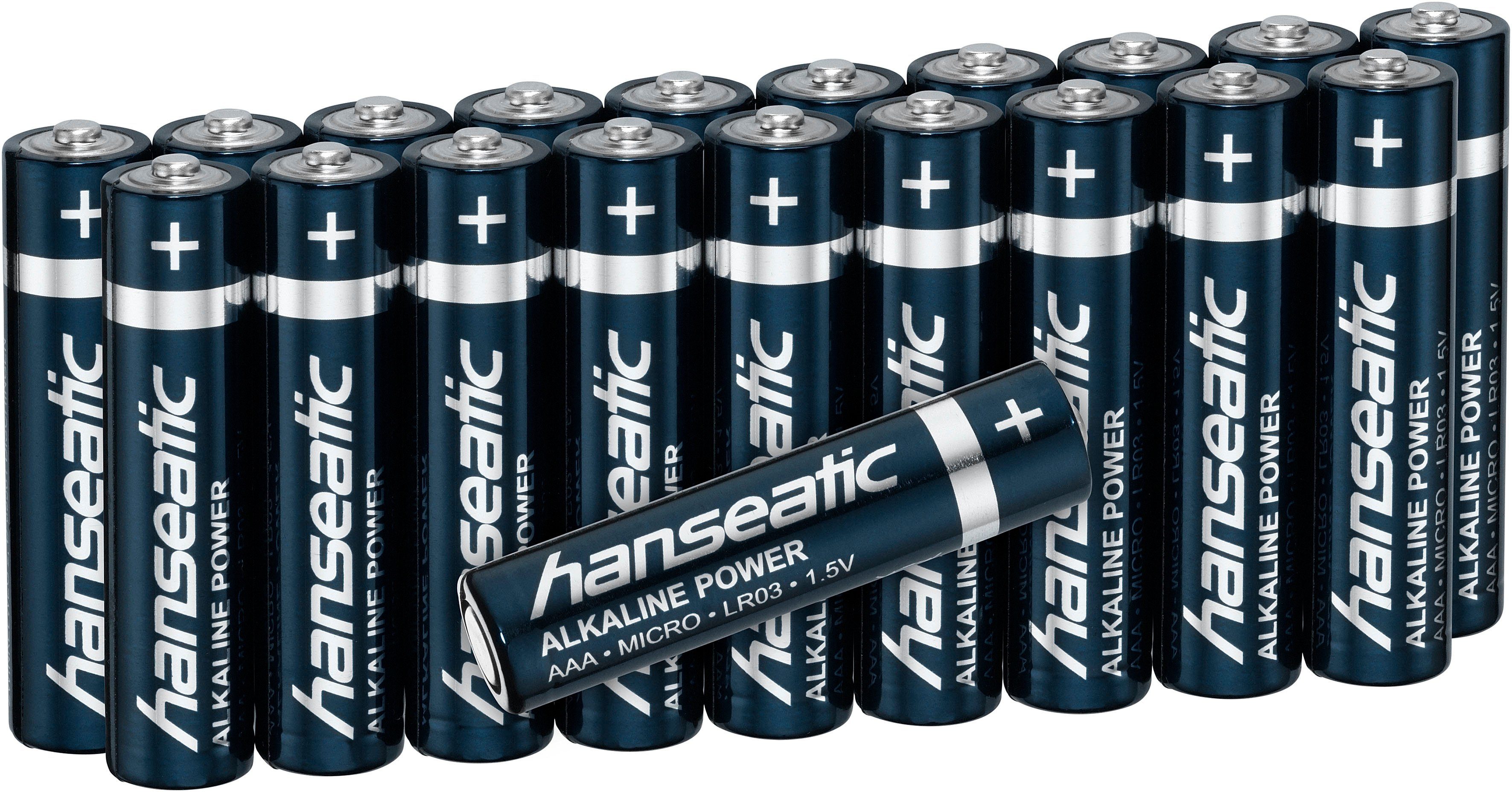 5 20er zu Batterie, AAA St), Jahren Alkaline Power, Pack (20 Hanseatic bis Micro LR03 Lagerfähigkeit