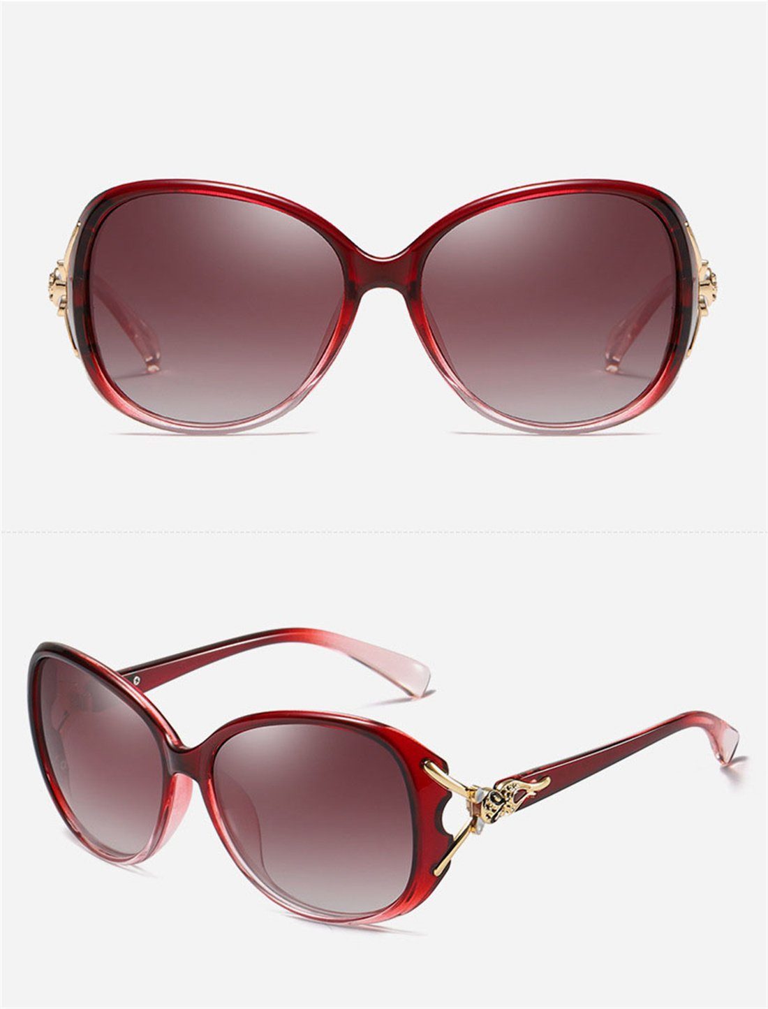 Rot Polarisierende Damen-Sommer-Sonnenbrille, Sonnenbrille Outdoor-Sonnenbrille DÖRÖY