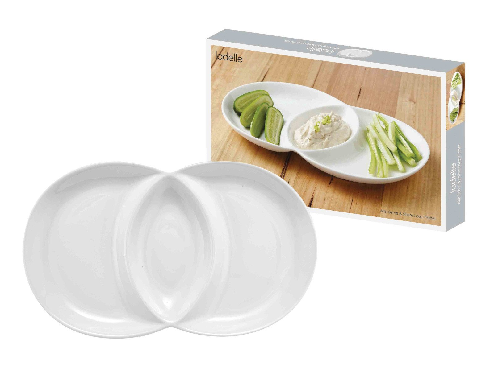 Ladelle Servierteller Alto Serve & Share Servierteller loopförmig weiß 43cm, Porzellan, (Servierteller)