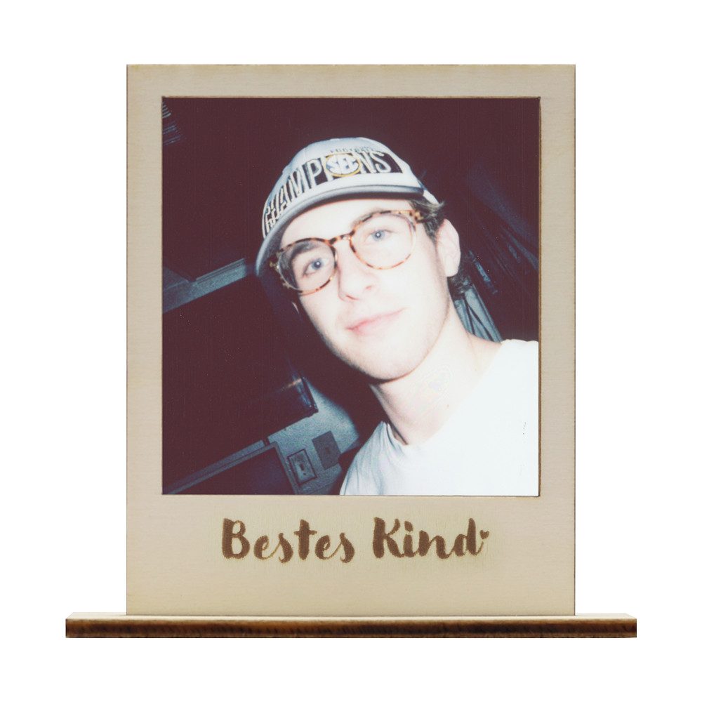 WANDStyle Bilderrahmen für Polaroid, aus Holz mit Gravur "Bestes Kind", ideale Sofortbild-Rahmung