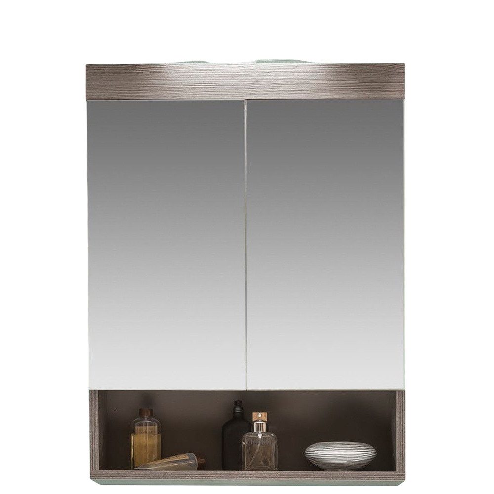 trendteam Spiegelschrank Badschrank Unterschrank Badezimmerschrank Rauchsilber 58x75x18cm