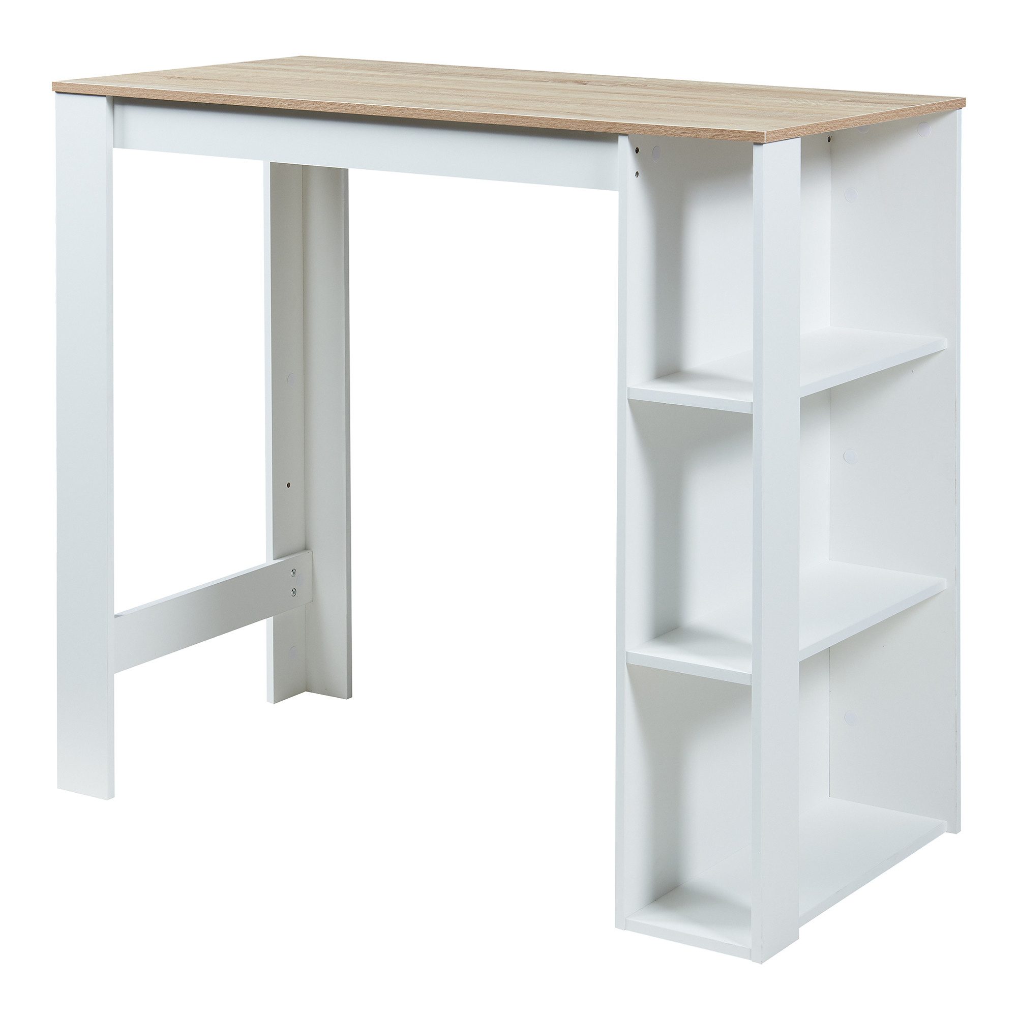 en.casa Bartisch, »Danderyd« 120x60x106 cm mit 3 Ablagefächern Weiß/Eicheop günstig online kaufen