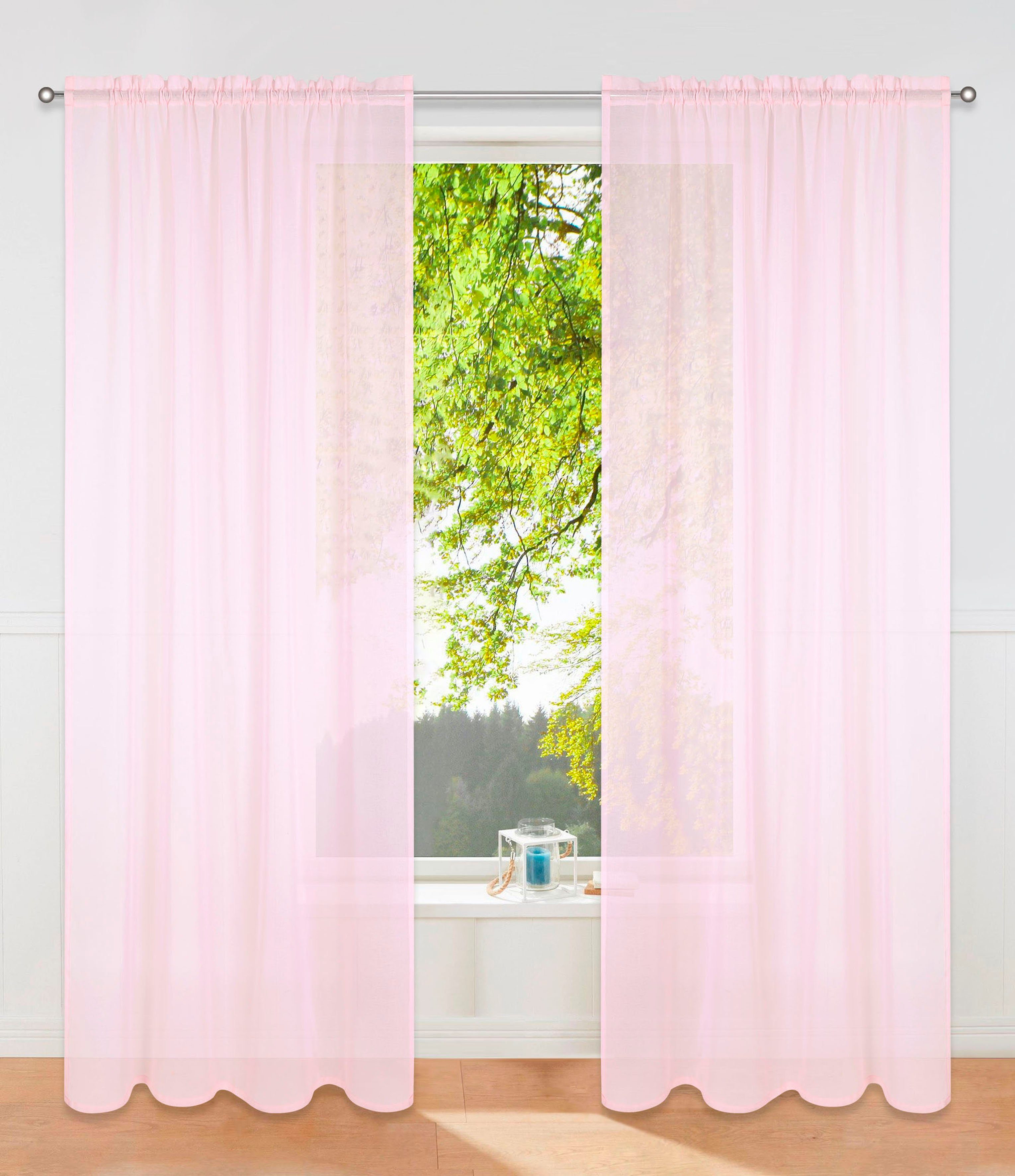 Gardine Dolly, my gemustert, Größen rosé (1 transparent, Polyester, St), home, verschiedene Stangendurchzug, gewebt, Stangendurchzug transparent