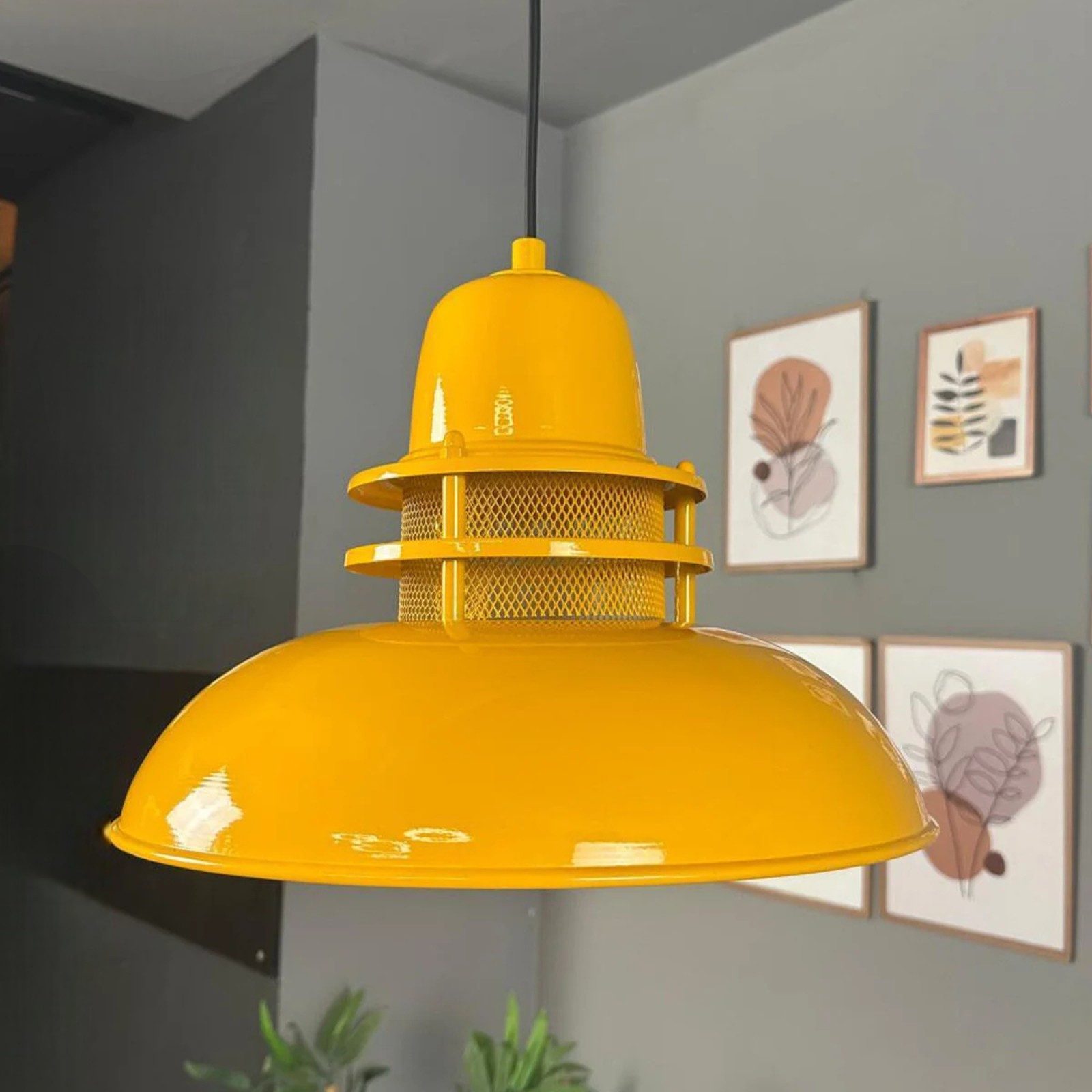 Bamyum Pendelleuchte Bamyum Hängelampe Metall Ø34 cm E27 Retro Lampe, ohne Leuchtmittel