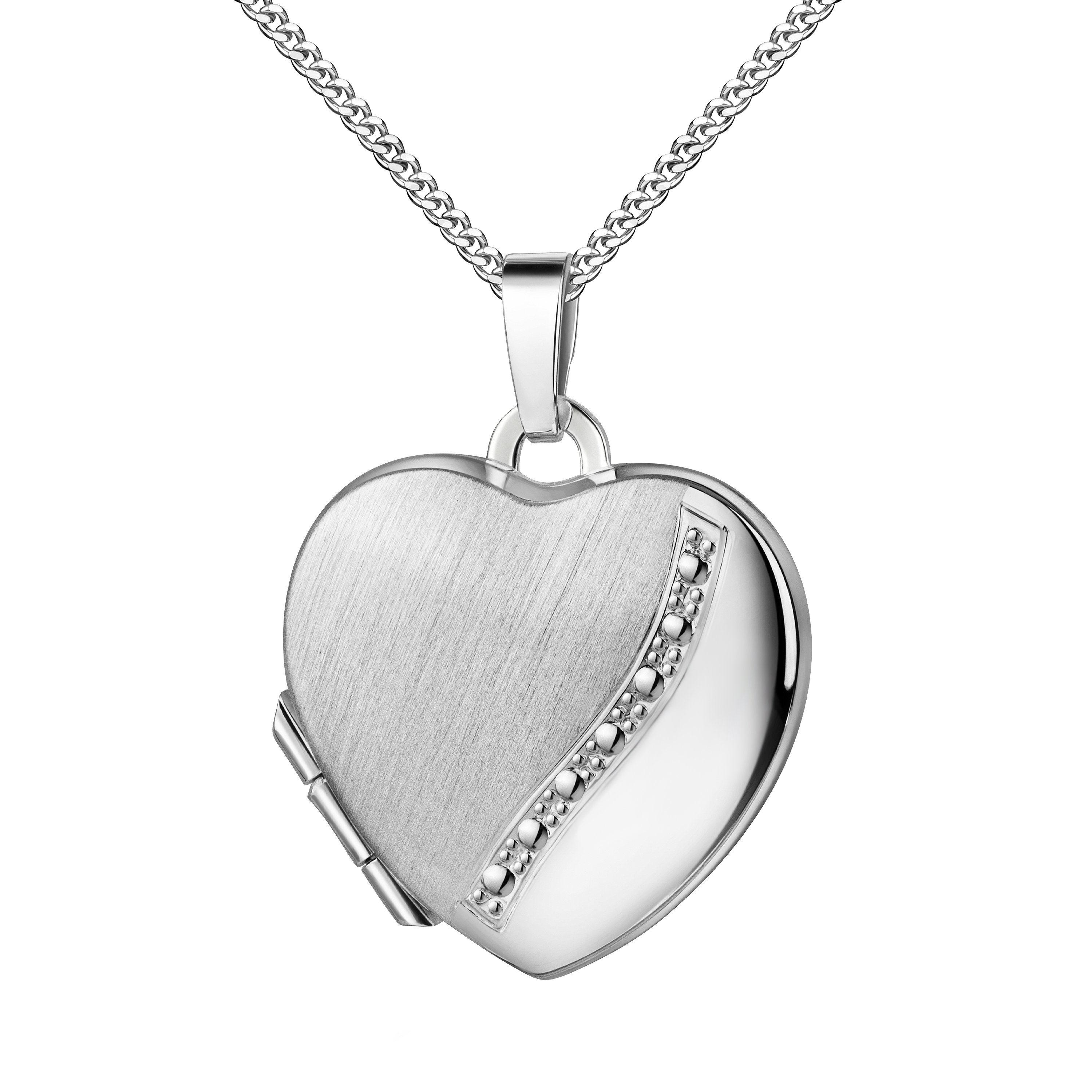 Kette mit Anhänger Medaillon Silber 925 Anhänger Herz zum Öffnen für 2 Fotos
