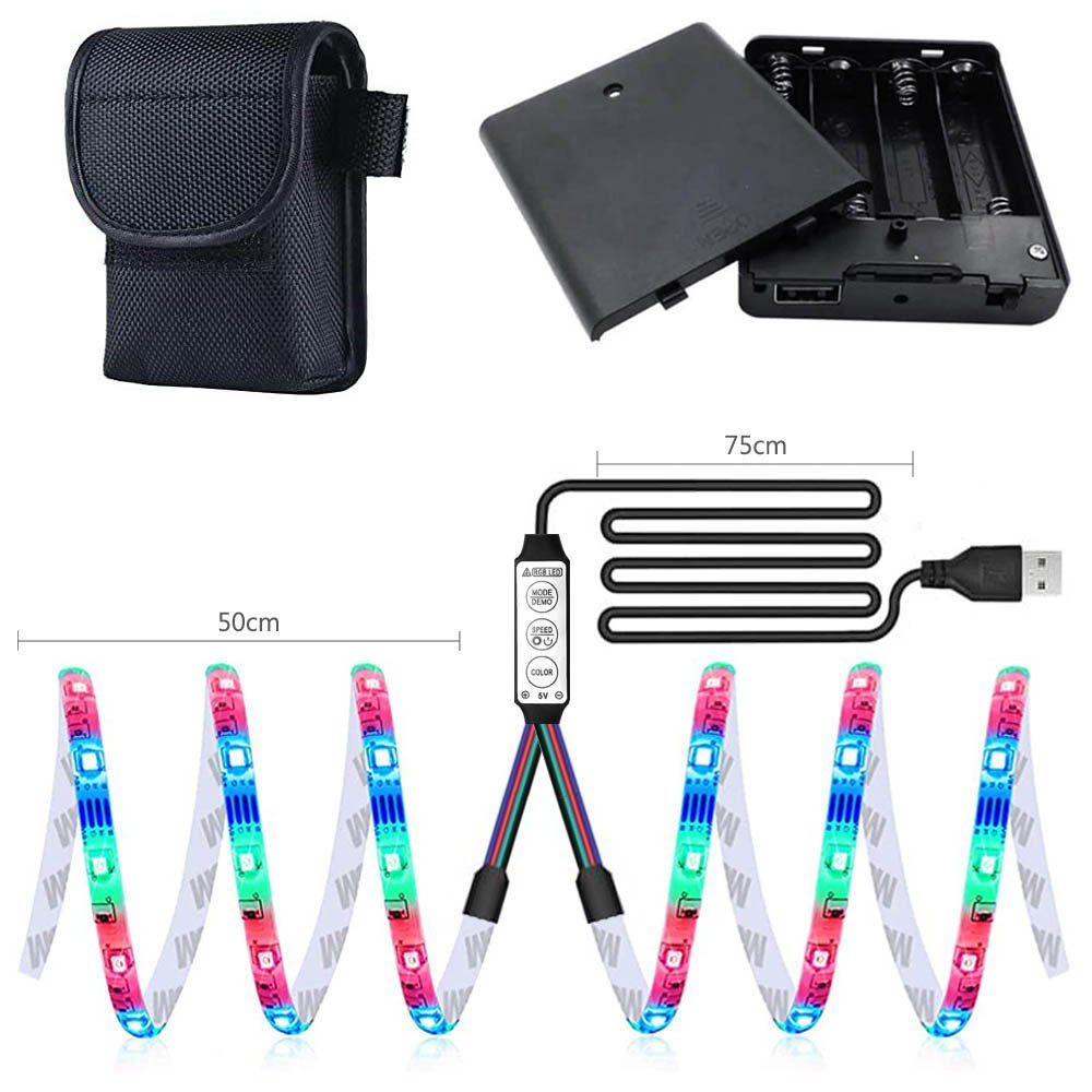 Rosnek LED Stripe 2×50cm, RGB, Batterie/USB, für Scooter Skateboard, Sicher günstig online kaufen