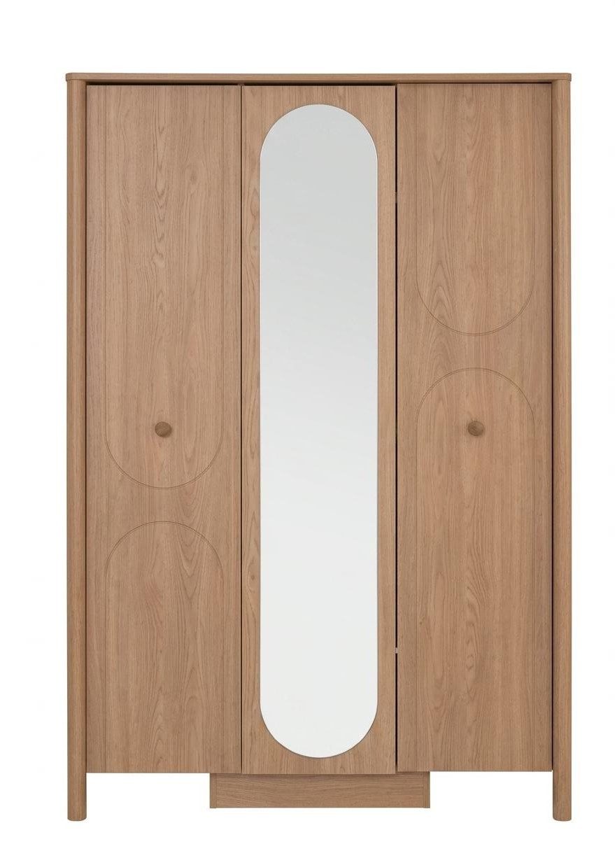 Xlmoebel Kleiderschrank Brauner 3-türiger Kleiderschrank aus Holz für das Jugendzimmer