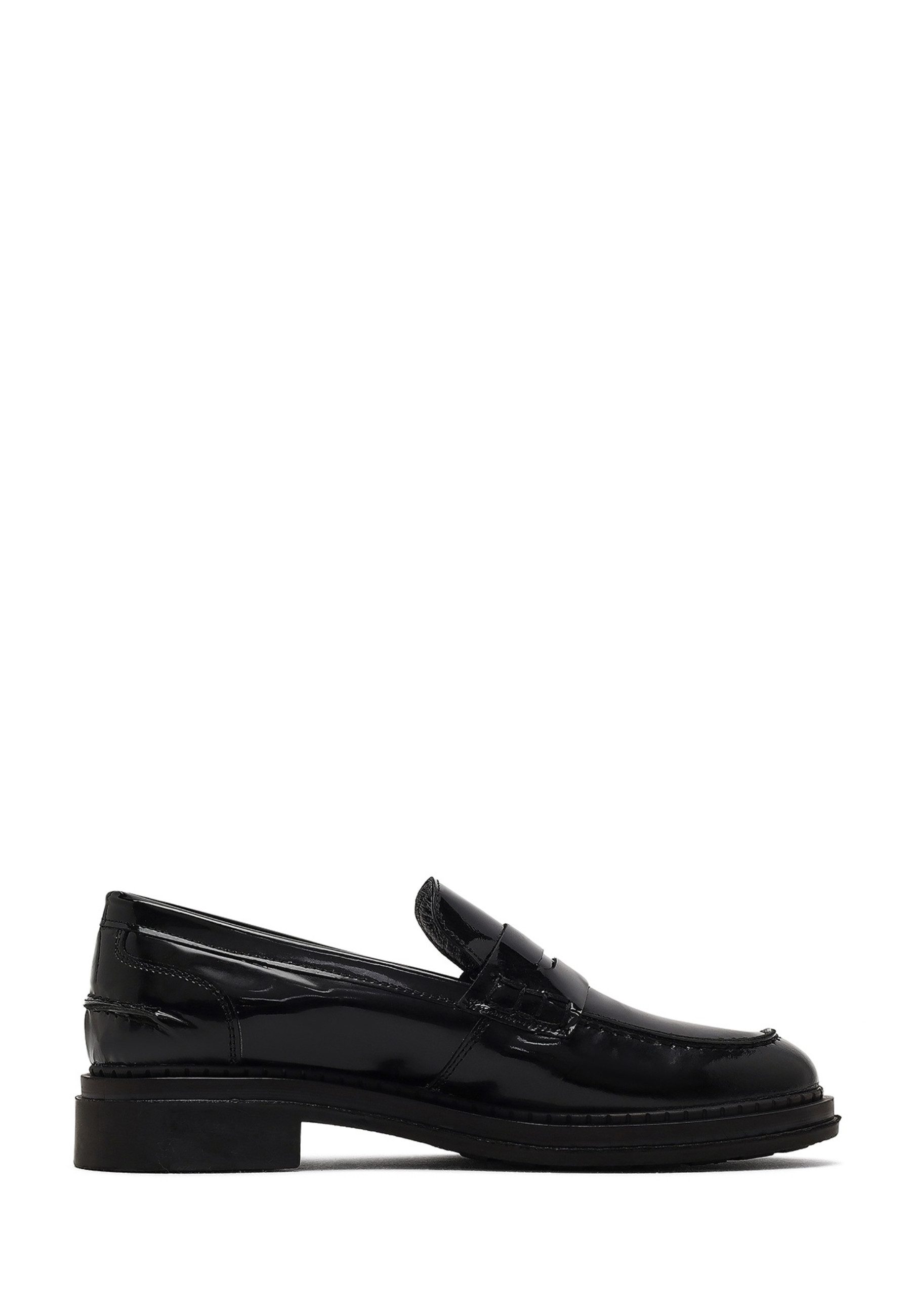 Derimod Maskuline Loafer aus Lackleder Loafer Lederfutter, Thermosohle, Absatz 2,5 cm