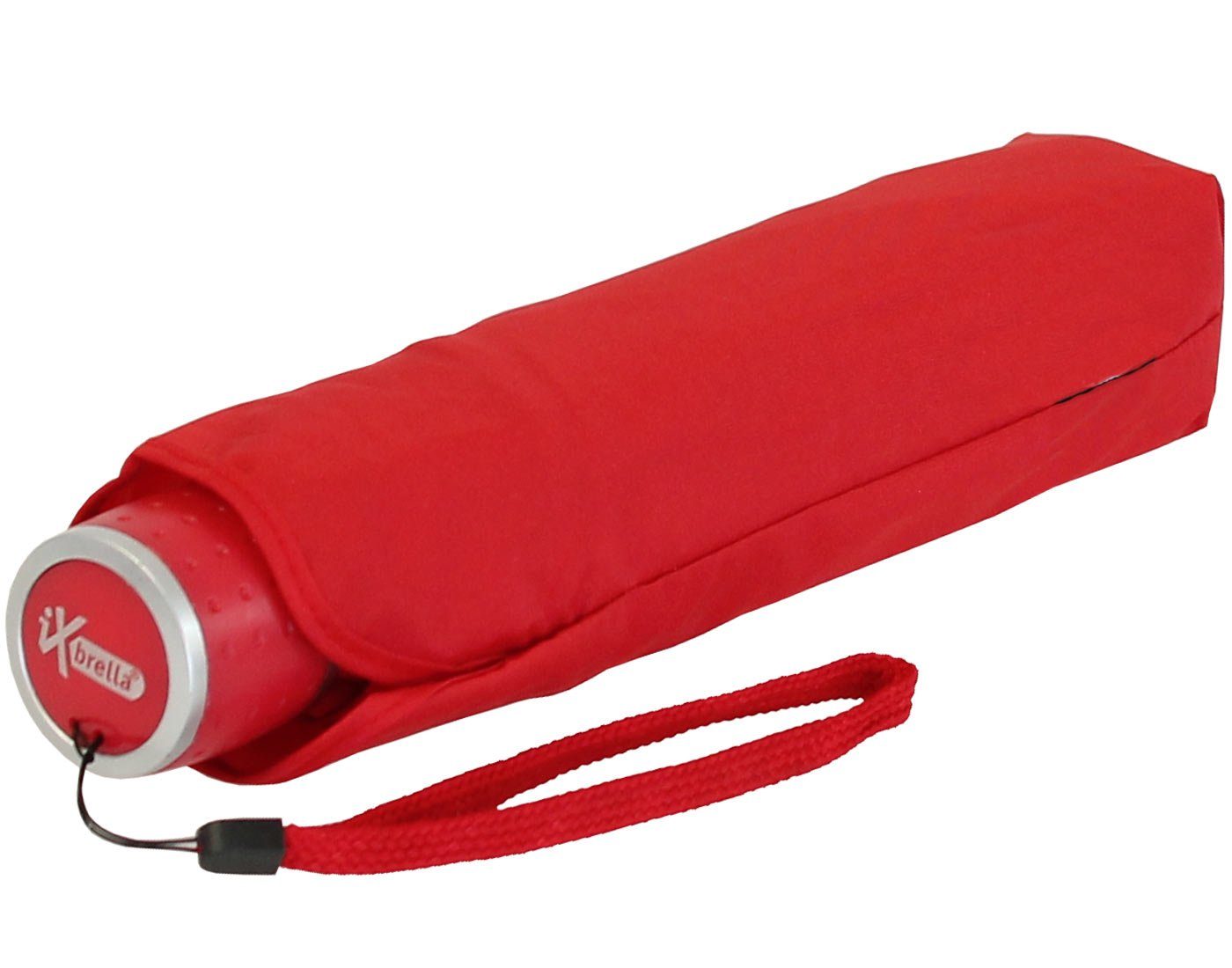 iX-brella Taschenregenschirm Mini Ultra extra Dach - mit - rot großem leicht, farbenfroh Light