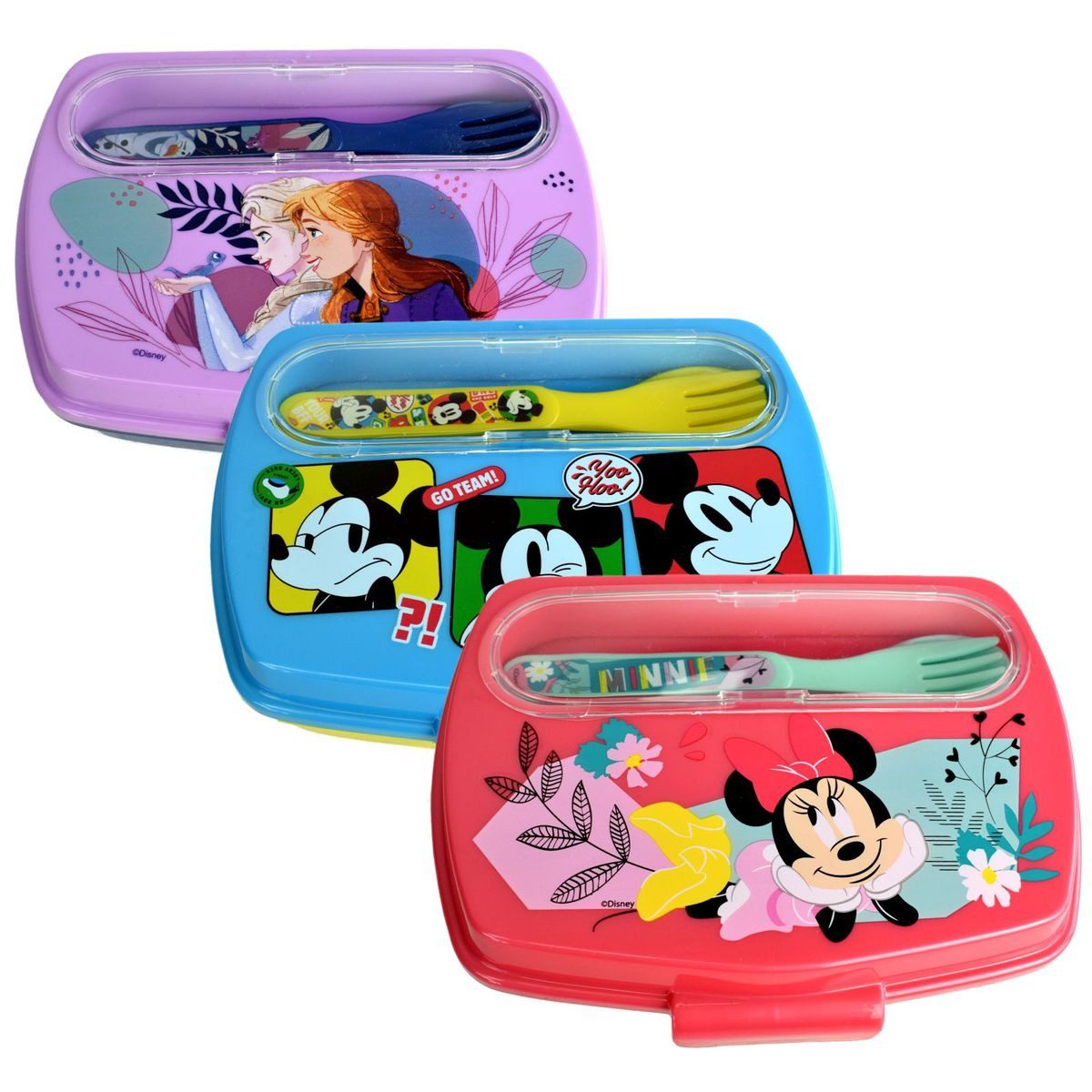 Stor Lunchbox Kinder Brotdose ca. 17 x 14 cm Besteckfach verschiedene Motive, Kunststoff, authentisches Design