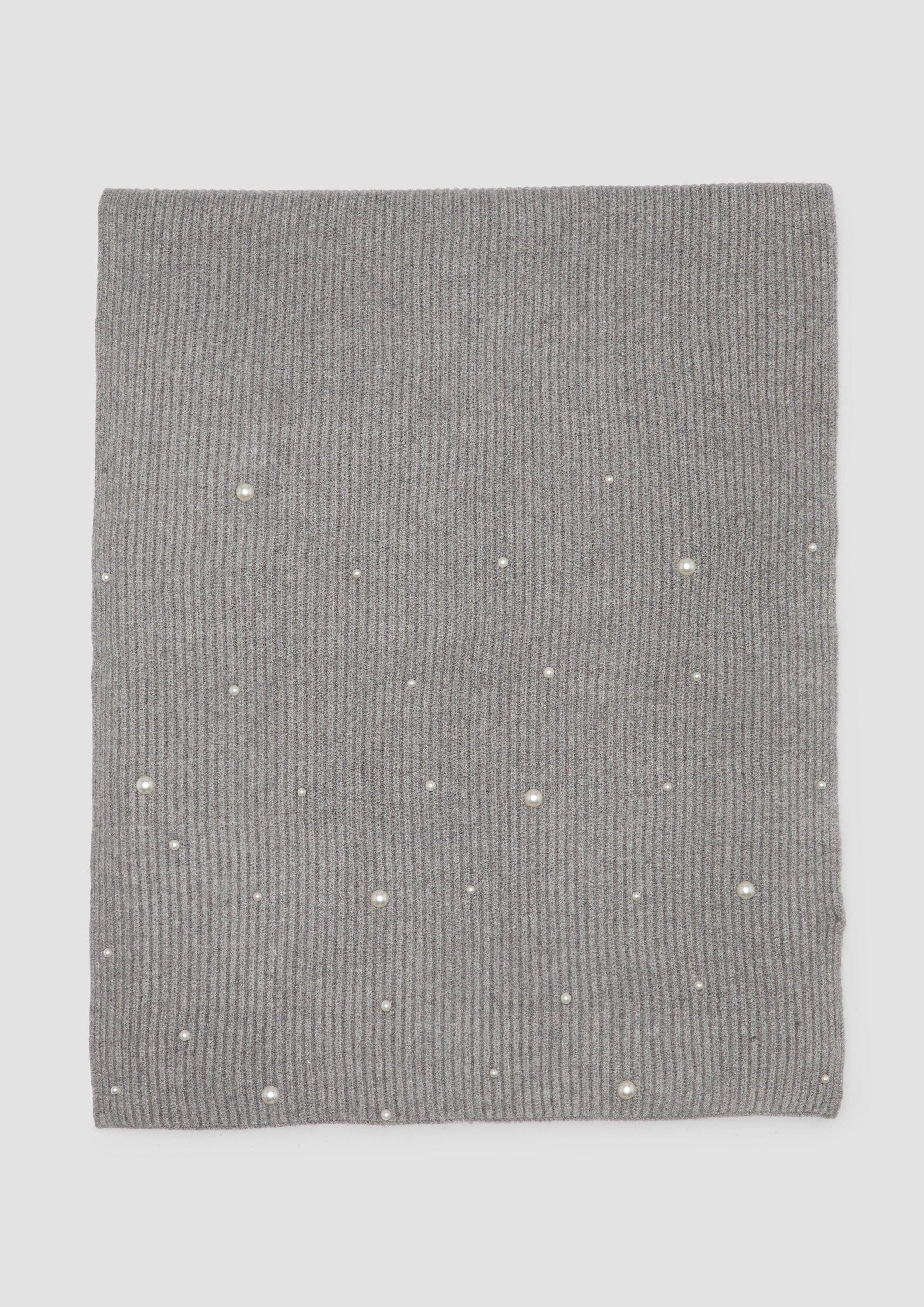 s.Oliver Schal Tuch, Strickschal mit Schmuckperlen