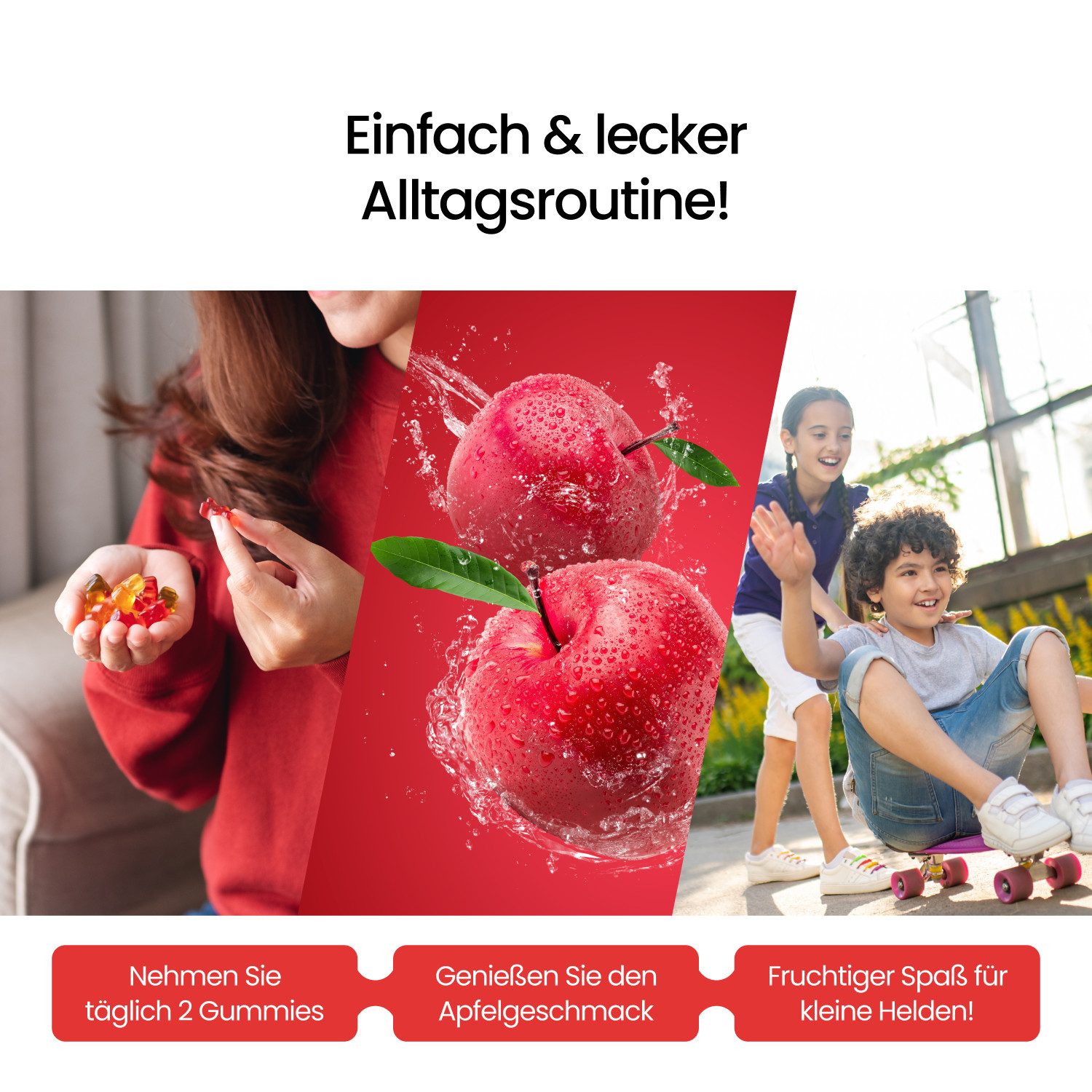 Gummily® Kinder Omega 3 Gummibärchen – 550mg (aus Algen Öl) – Zuckerfrei - DHA Gummibärchen, 180 g