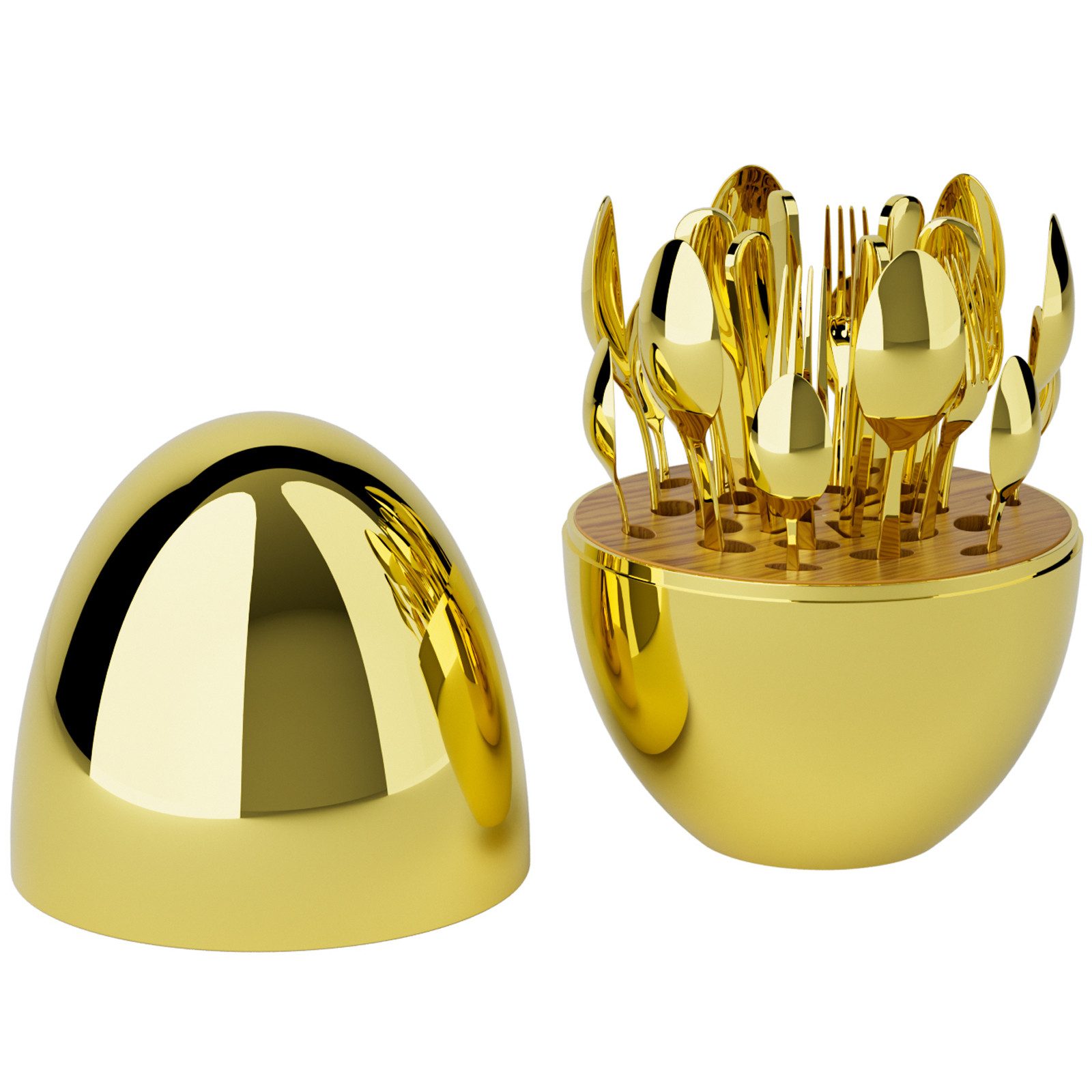 PFCTART Besteck-Set Heartland Egg Besteck Set 24-tlg. für 6 Personen – Edelstahl (24-tlg), 6 Personen, Ideal für Ostertisch, Osterbrunch festliche Tischdeko, Inkl. Eier-Aufbewahrungsbox – Mit Löffel, Gabel & Messer