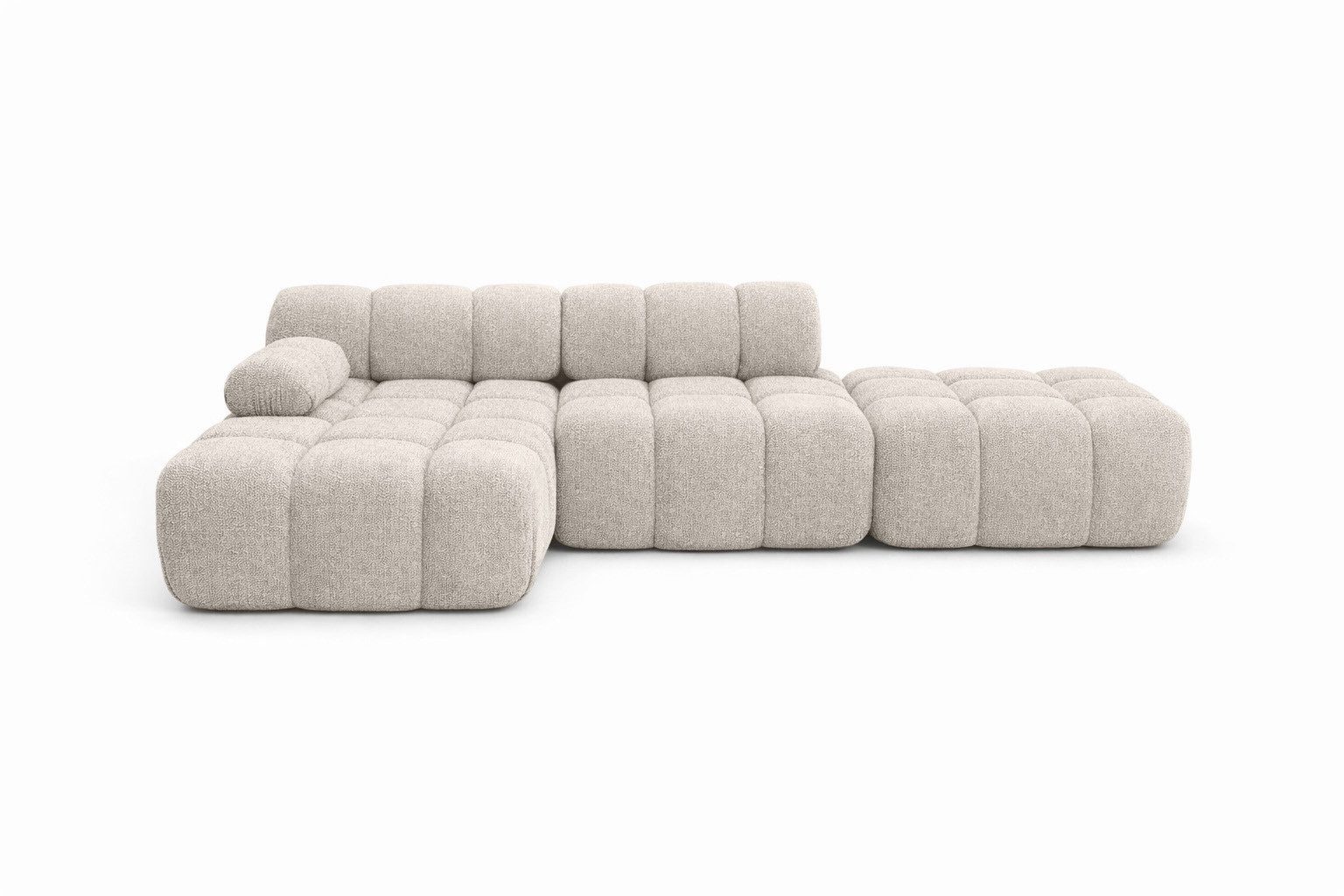 Kaiser Möbel Ecksofa modular mit Hocker, Sofa L-Form, Bouclé-Stoff Abriamo, Selia, Ecksofa mit Hocker, Modernes Design,Weiche, abgerundete Form,Hoher Sitzkomfort