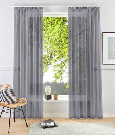 Gardine XANA, my home, Kräuselband (1 St), transparent, Polyester, 1 Schal, Voile, einfarbig, modern, pflegeleicht