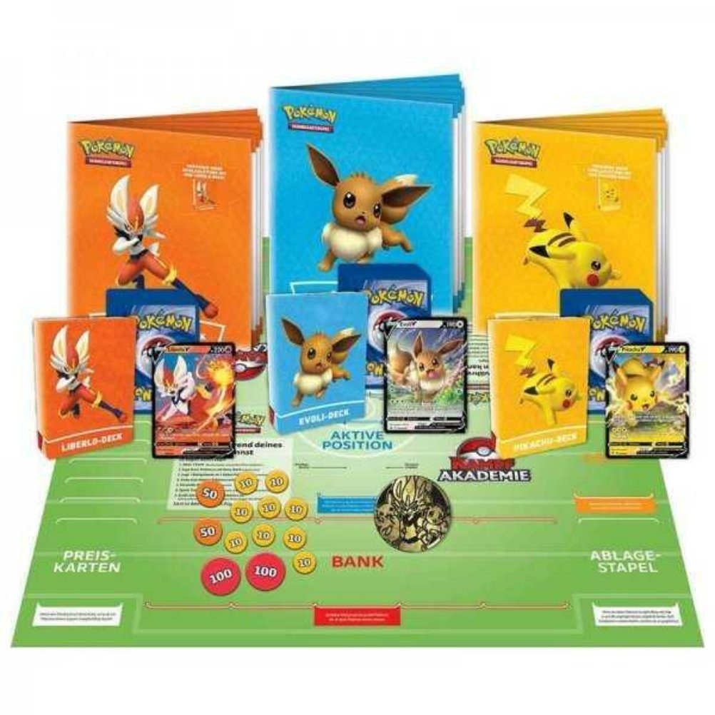 POKÉMON Spiel Pokemon Kampf Akademie - Sammelkartenspiel Deutsch - 3 Decks, 2 Spieler Kartenspiel, Brettspiel