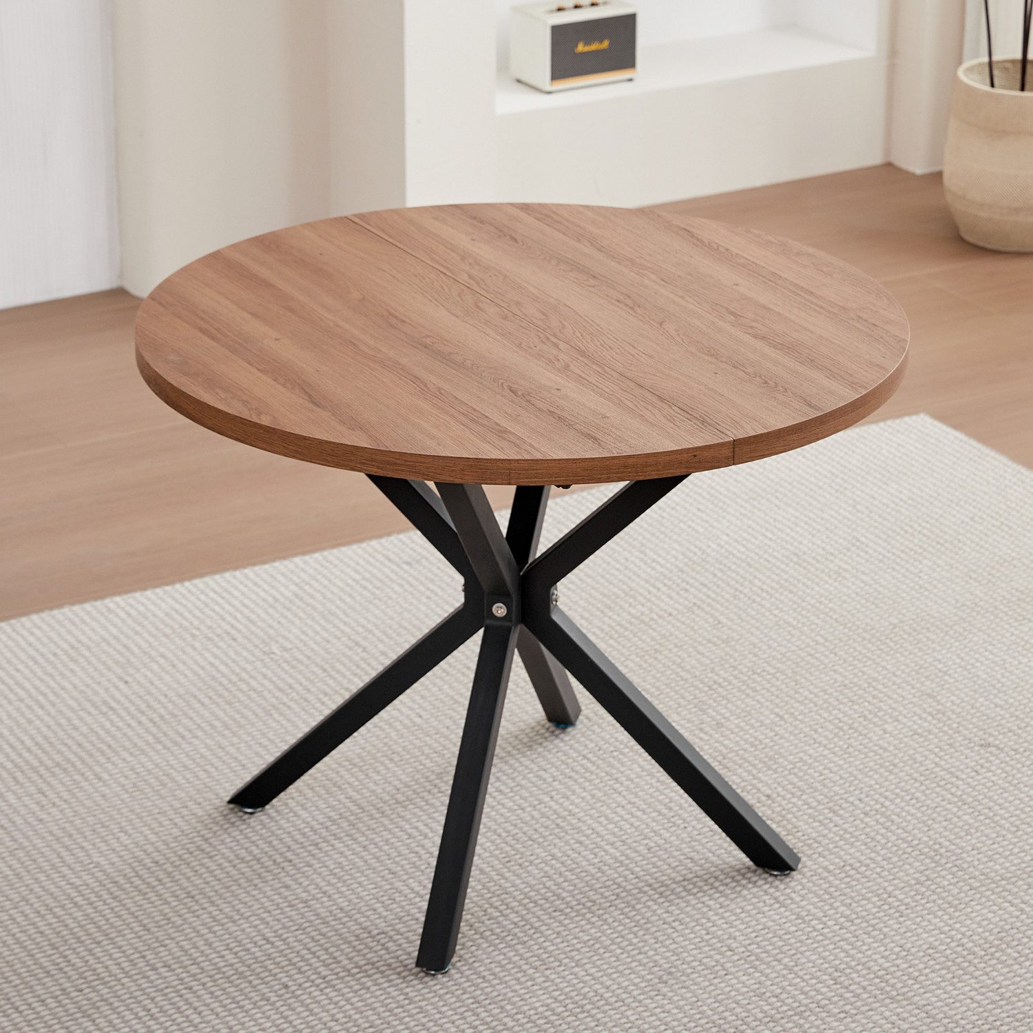 GrandCA HOME Esstisch Runder Esstisch, Küchentisch im Skandinavischen Stil (1-St), aus MDF, mit Metallbeine, 100 x 76.5 cm