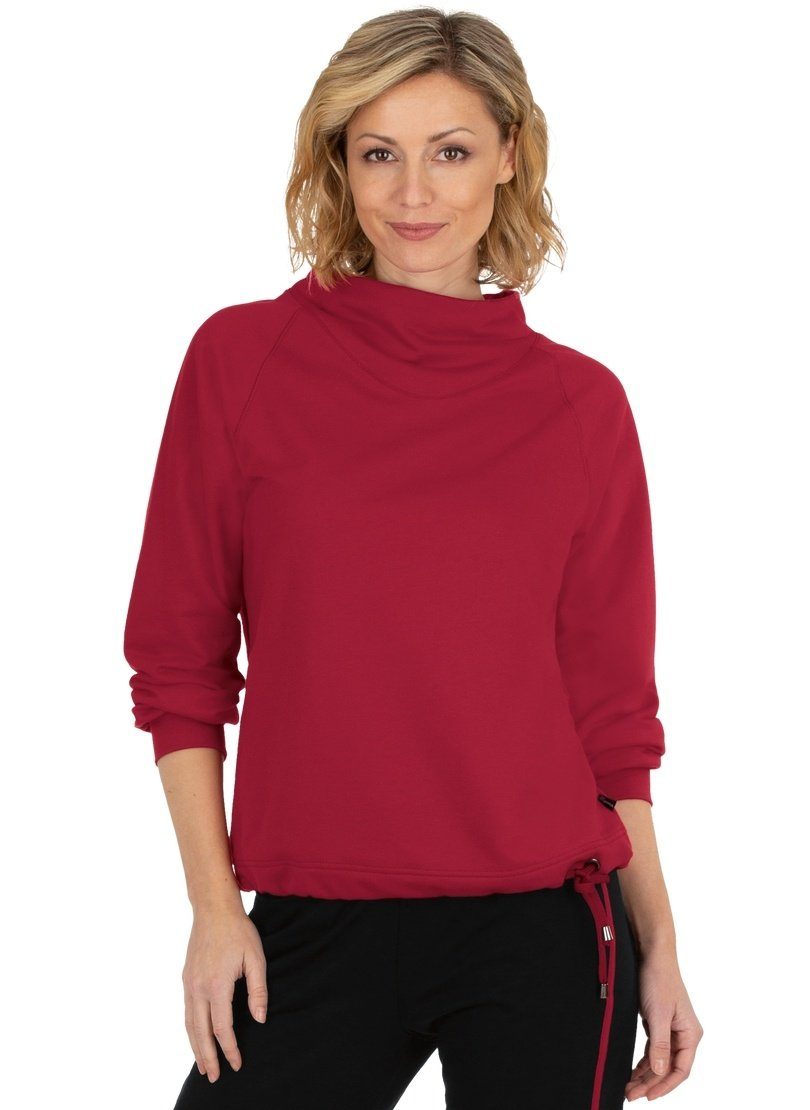 TRIGEMA mit Sweatshirt modischem Sweatshirt Trigema rubin Kragen