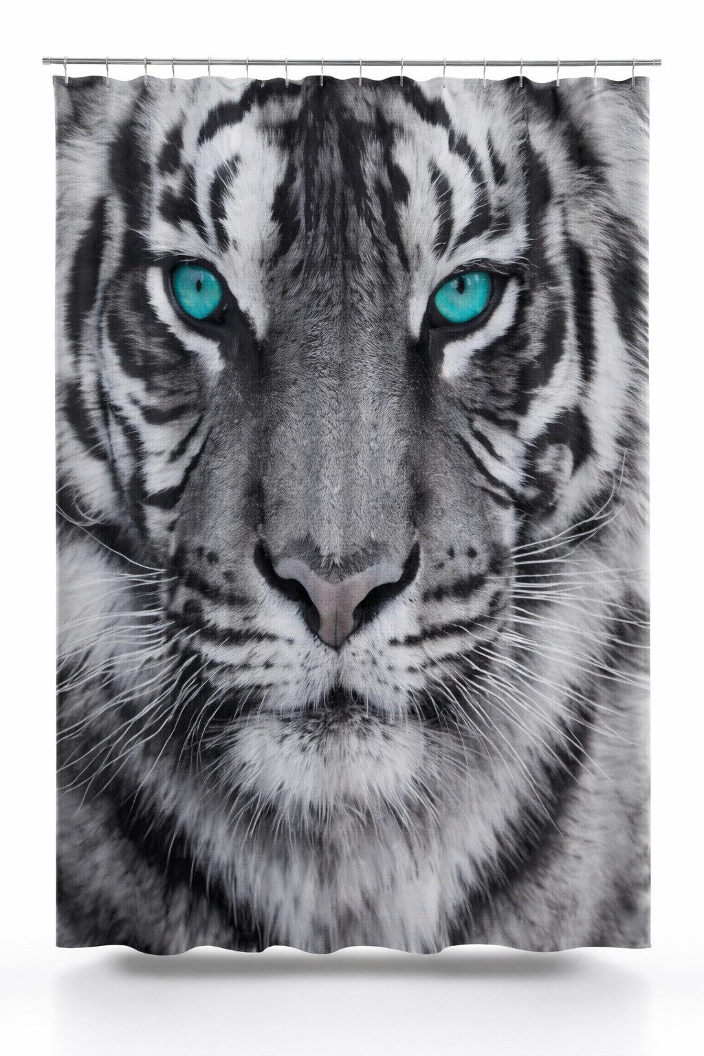 Clever-Kauf-24 Duschvorhang Textil-Duschvorhang Tiger schwarz-weiß BxH 180x200cm, Breite 180 cm, wasserabweisend
