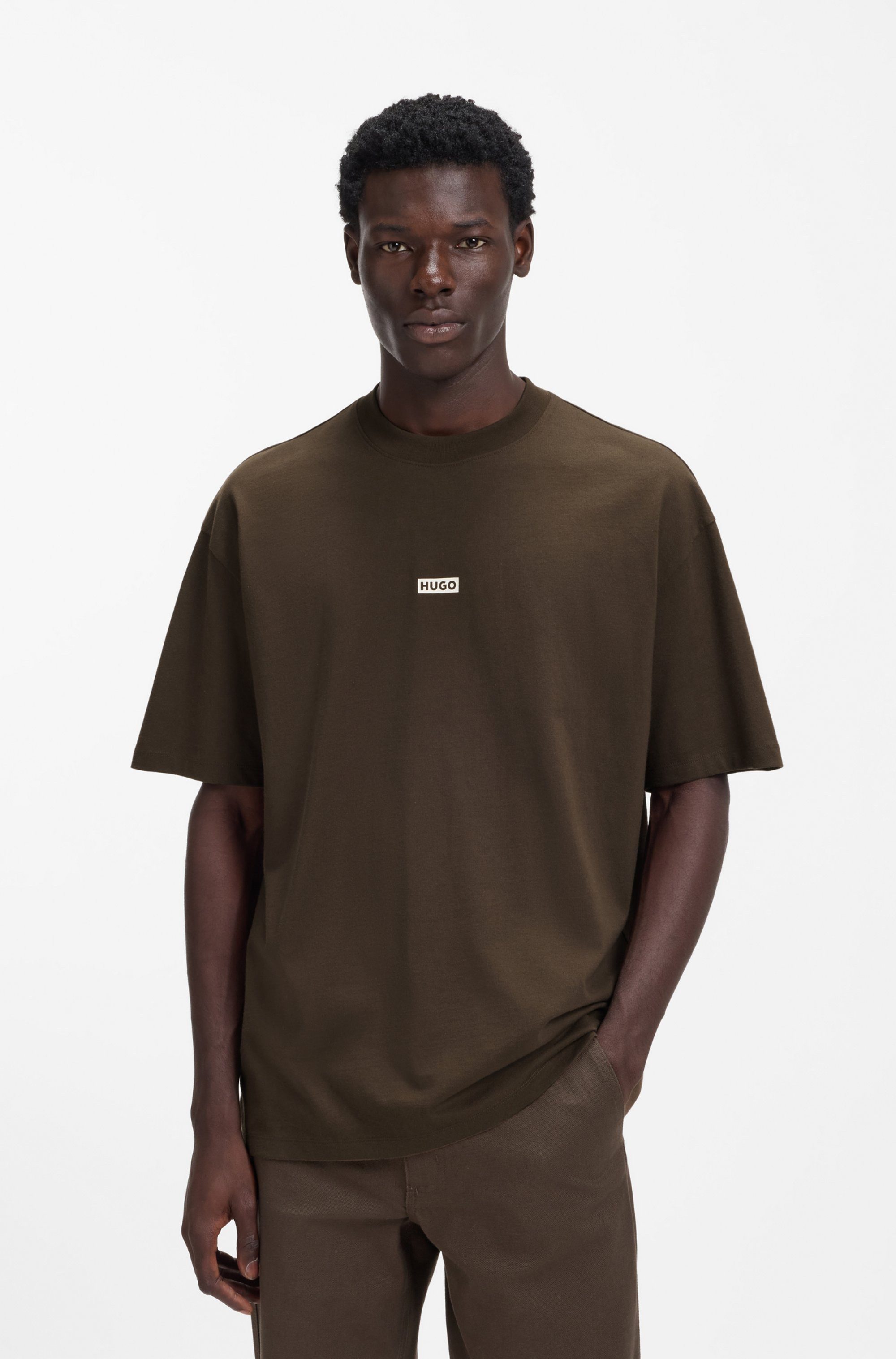 HUGO Blue T-Shirt Nalono mit Logodruck, Oversized Look mit Backprint günstig online kaufen