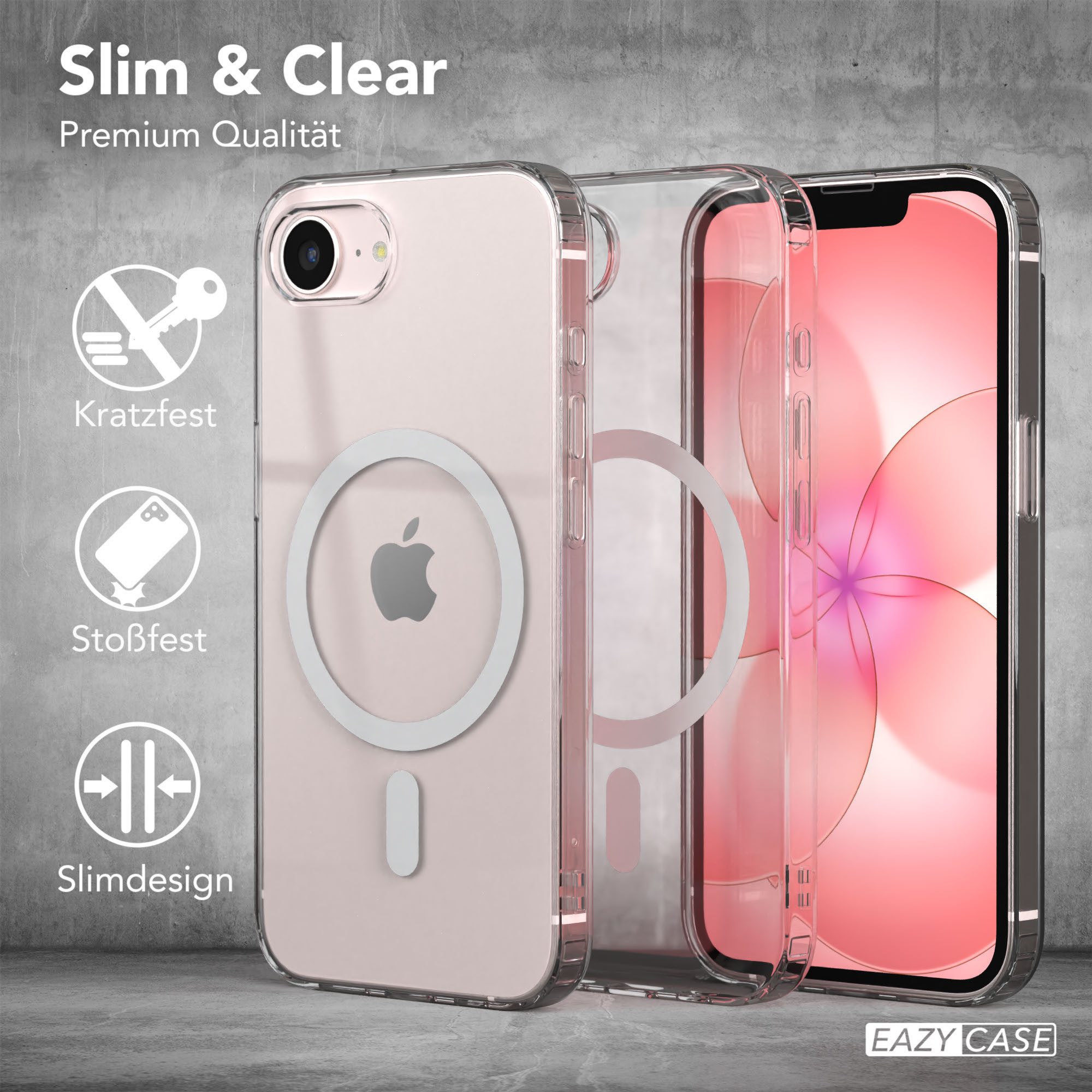 EAZY CASE Handyhülle Transparente Hülle mit MagSafe für iPhone 17e 6,1 Zoll, Back Cover, Bumper Case, Handy Schutzhülle Kameraschutz, Durchsichtig – Bild 5 von 5