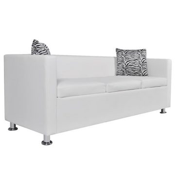 vidaXL Sofa 3-Sitzer-Sofa Kunstleder Weiß Couch