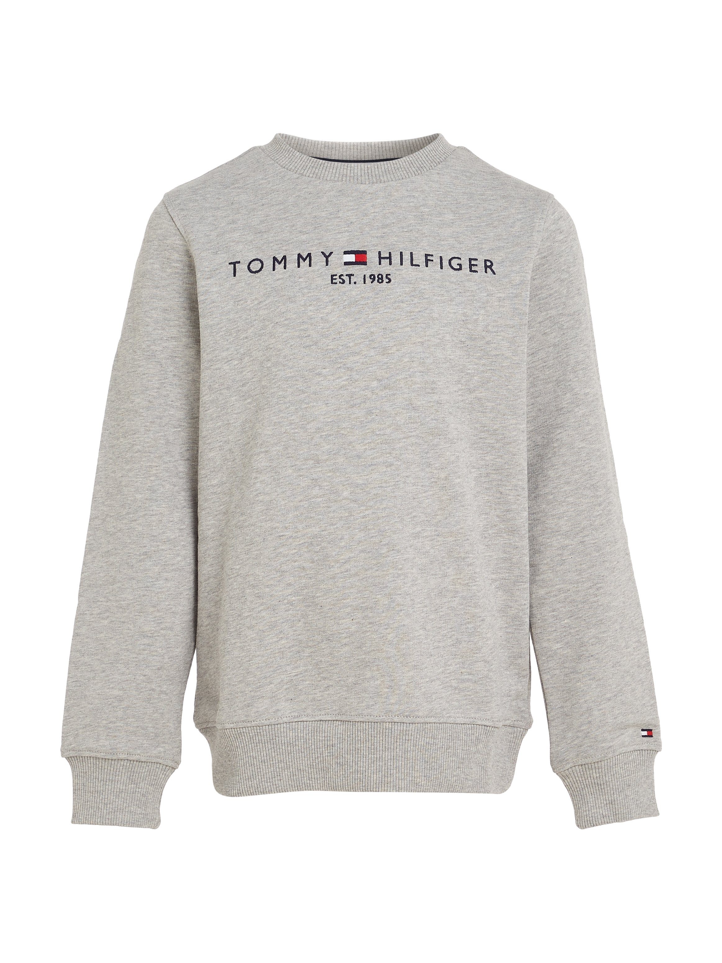 Tommy mit Light_Grey_Heather ESSENTIAL Logo-Schriftzug Hilfger SWEATSHIRT Tommy Sweatshirt Hilfiger