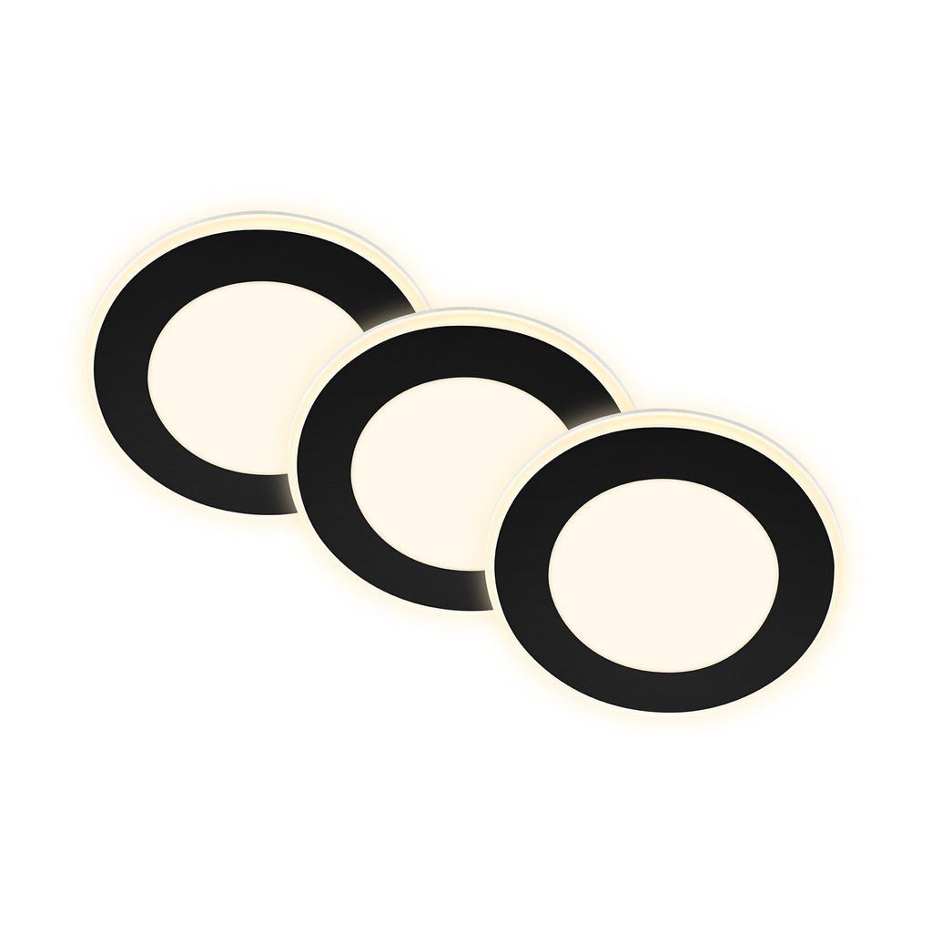 Briloner Leuchten LED Einbaustrahler 7988035, LED fest integriert, 2700K - Extra-Warmweiß, LED Einbauleuchten 93x30mm Schwarz je 4,9W Decke Wohnzimmer Küche