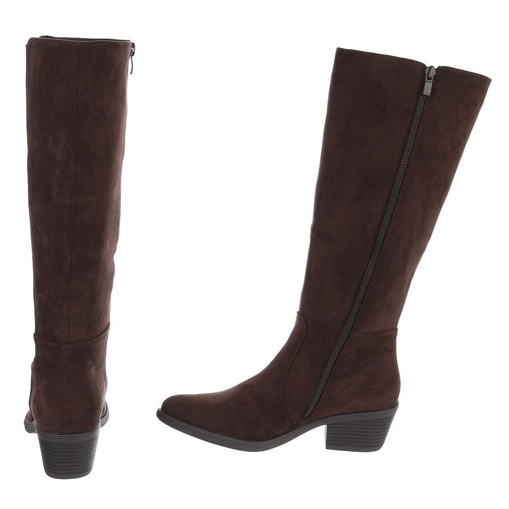 Ital-Design Damen Kniehoher Stiefel mit Blockabsatz, elegant Stiefel (92002440) Blockabsatz Stiefel in Braun – Bild 5 von 5
