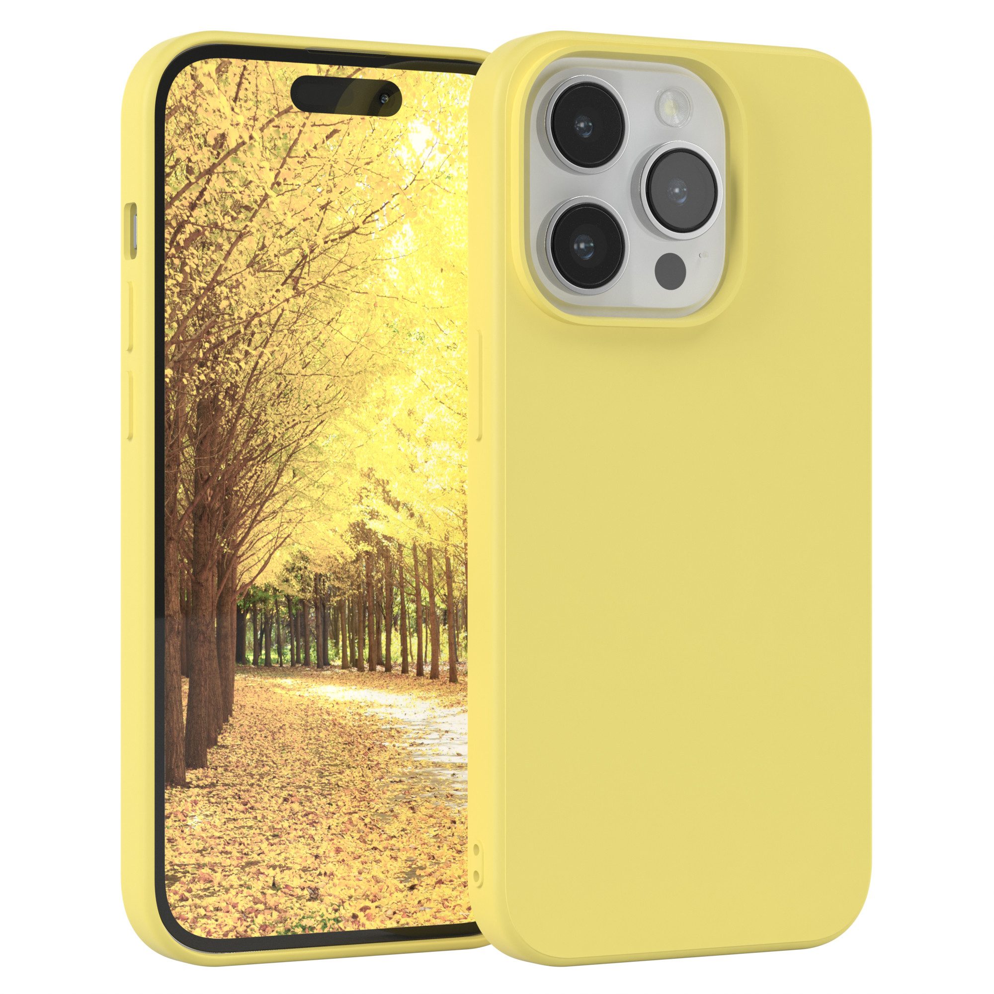 EAZY CASE Handyhülle für Apple iPhone 14 Pro Hülle Silikon 6,1 Zoll, Handy Softcase stoßfest Hülle mit Kameraschutz bumper tpuhülle Gelb