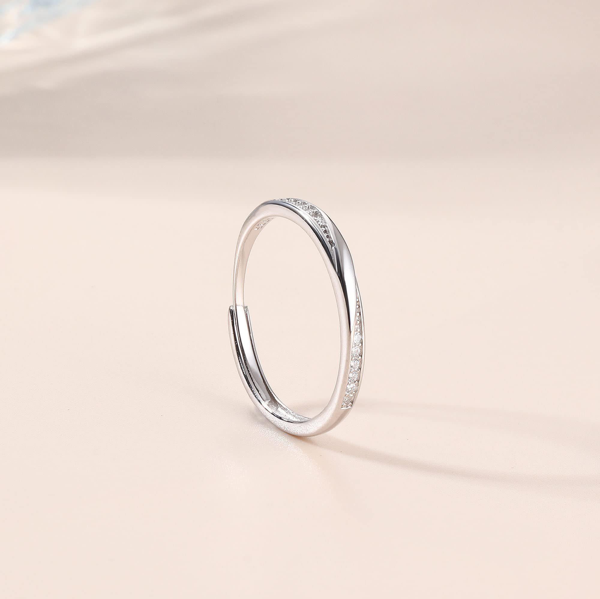 Frauen Mode Ring, POCHUMIDUU für Damen Verstellbarer Silber Fingerring aus Silberschmuck Sterlingsilber 925er Trend 925