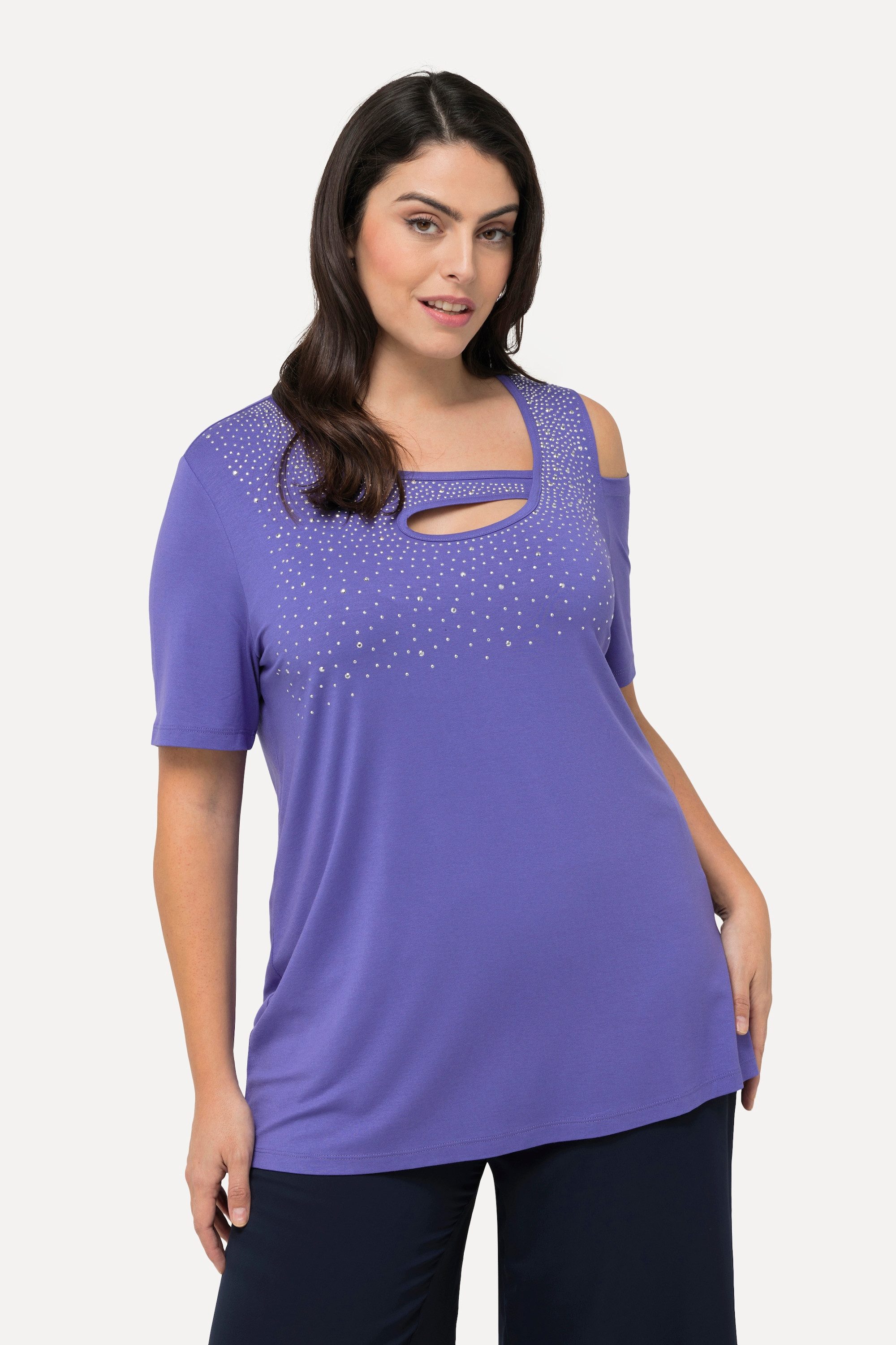 Ulla Popken T-Shirt T-Shirt Ziersteine A-Linie günstig online kaufen