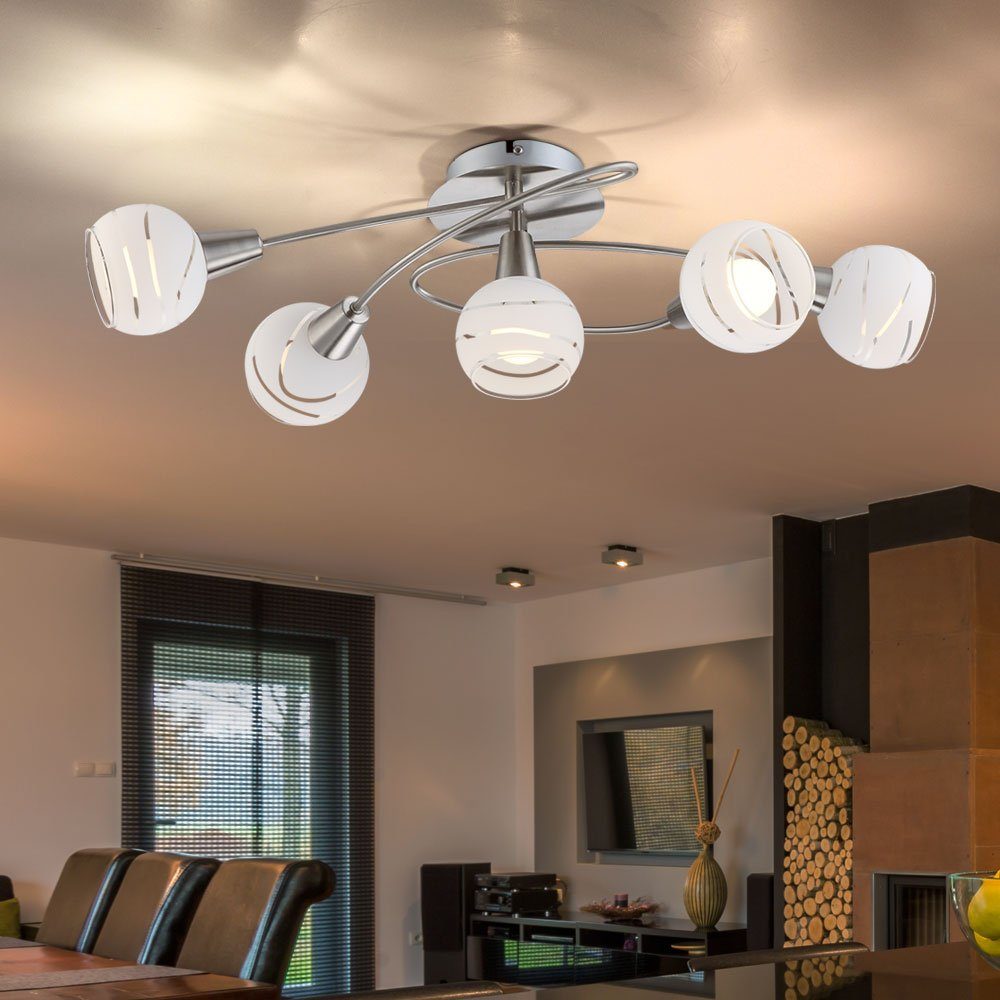 etc-shop LED Deckenlampe Leuchtmittel Glas Flur nicht Wohnzimmerlampe Kugelleuchte, inklusive, Deckenleuchte