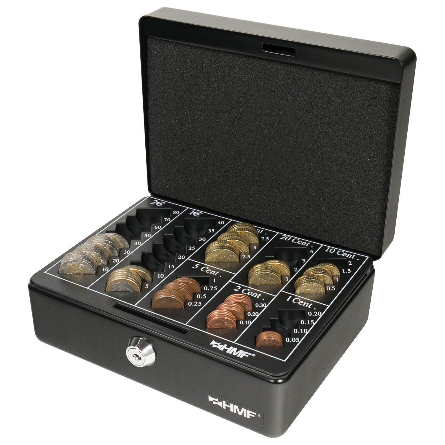 cm robuste Geldbox schwarz Bargeldkasse Schlüssel, Abschließbare mit Geldkassette Münzzählbrett, mit HMF 20x16x9